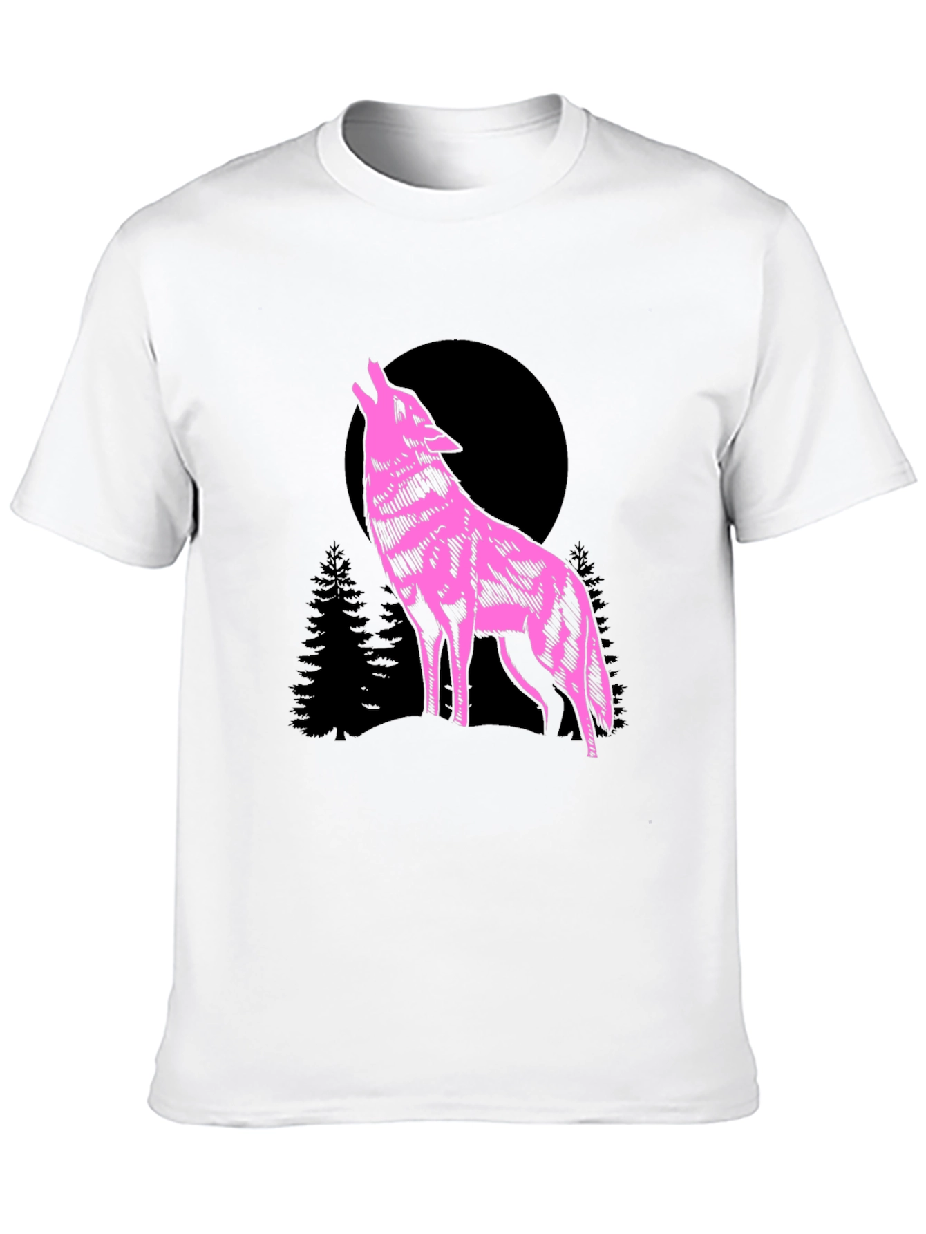 Wolf Moon Graphic T-Shirt - Pink on Black