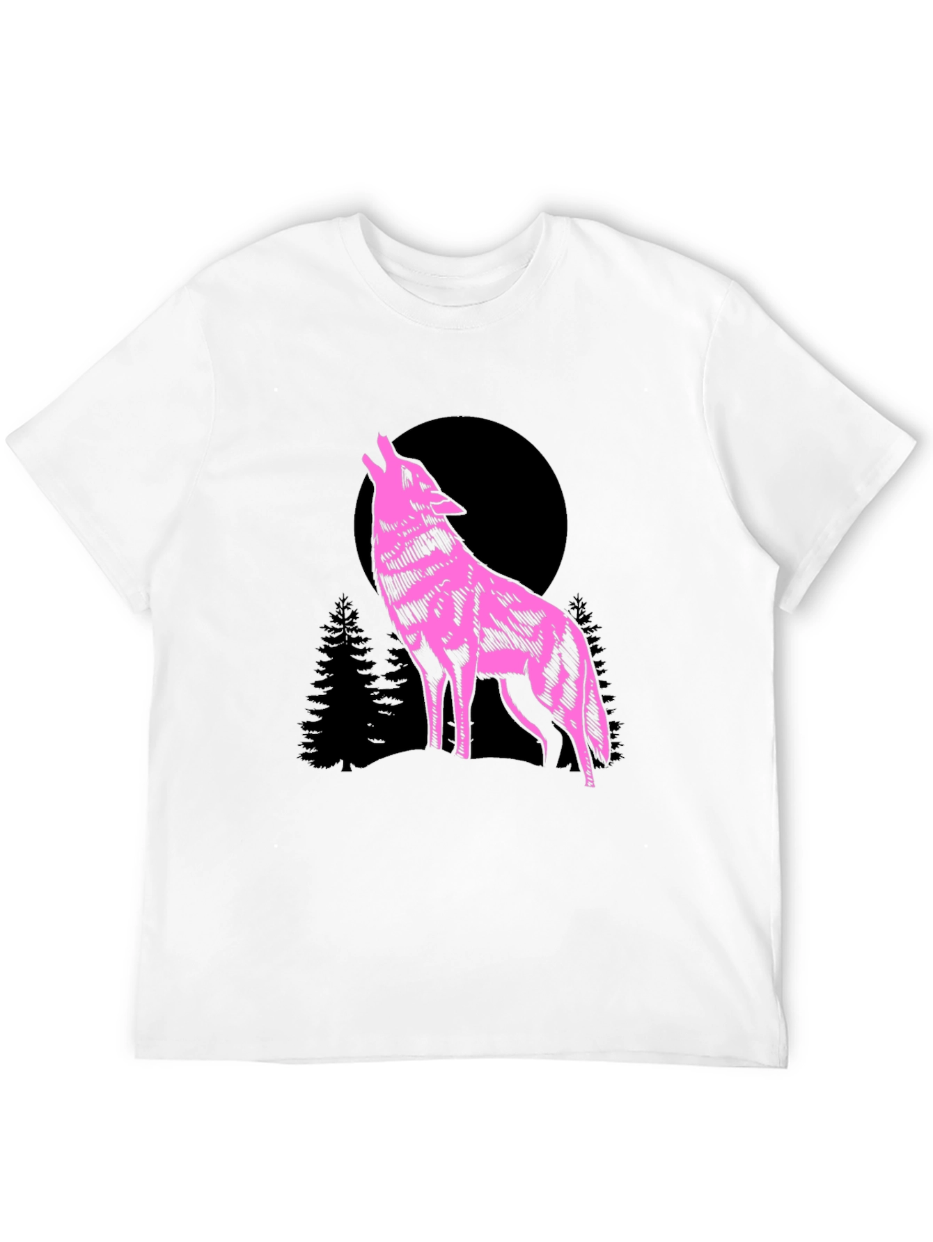 Wolf Moon Graphic T-Shirt - Pink on Black
