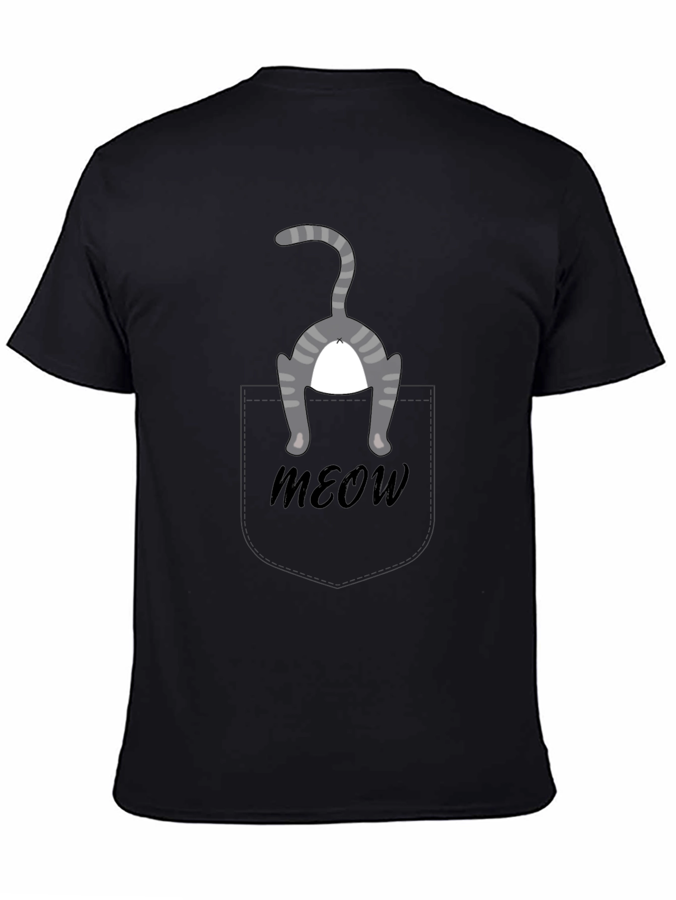 Funny Cat Pocket T-Shirt - Meow!