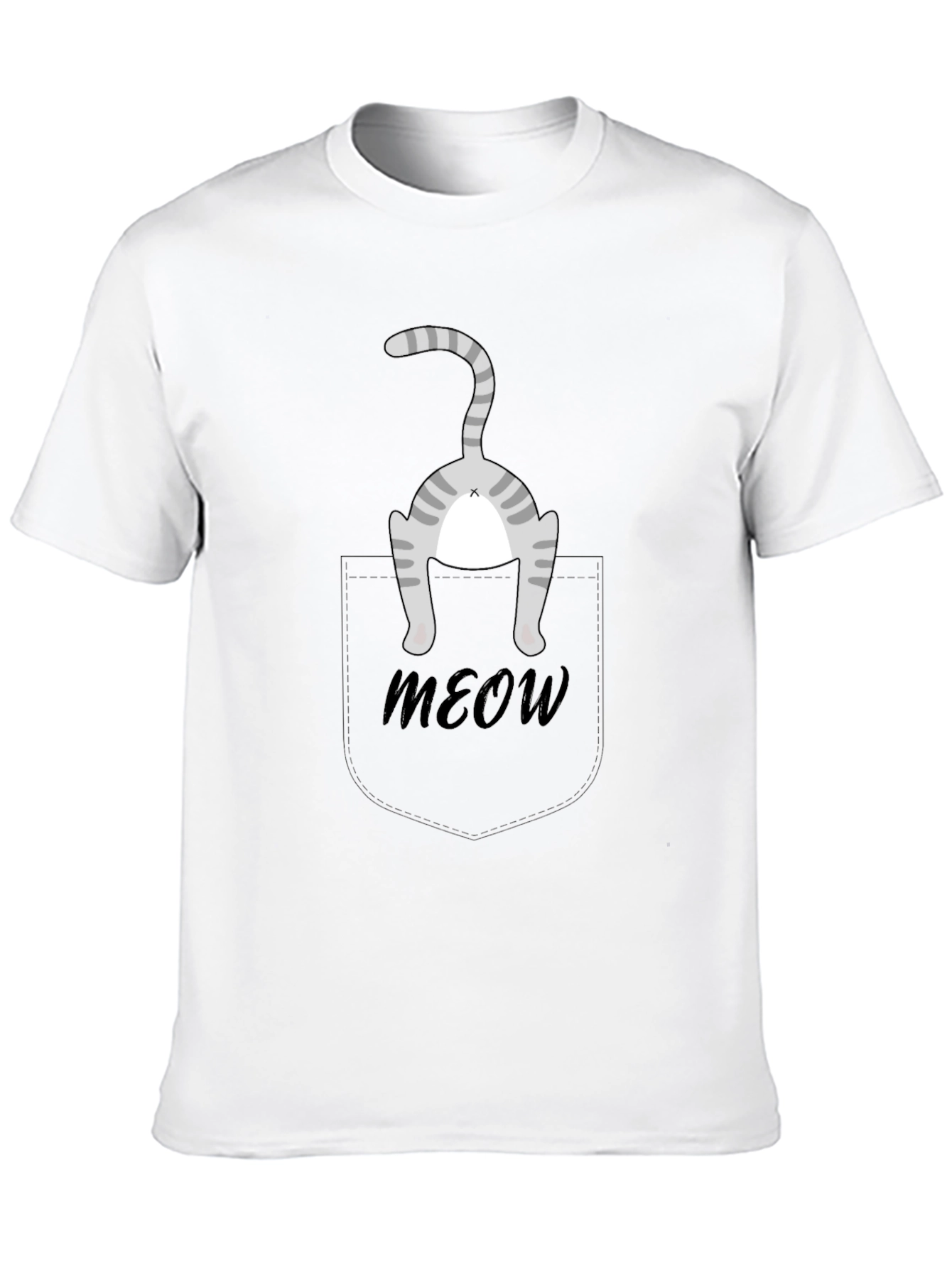 Funny Cat Pocket T-Shirt - Meow!