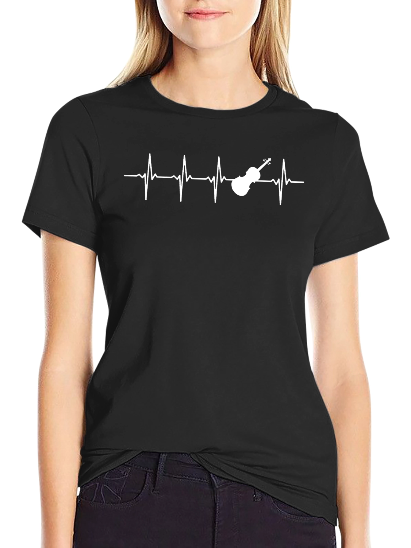 Violin Heartbeat Graphic Tee - Music Lover Shirt