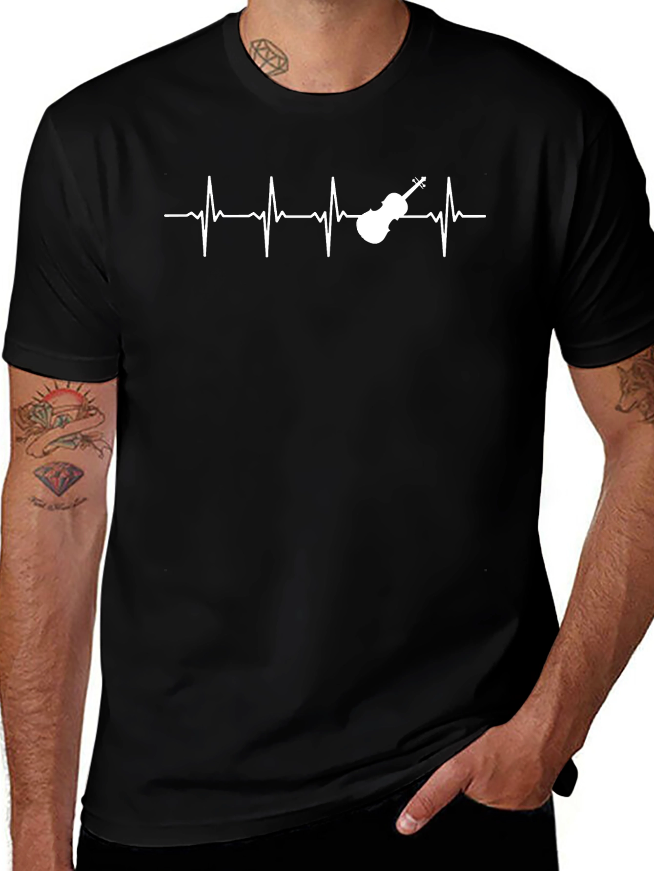 Violin Heartbeat Graphic Tee - Music Lover Shirt