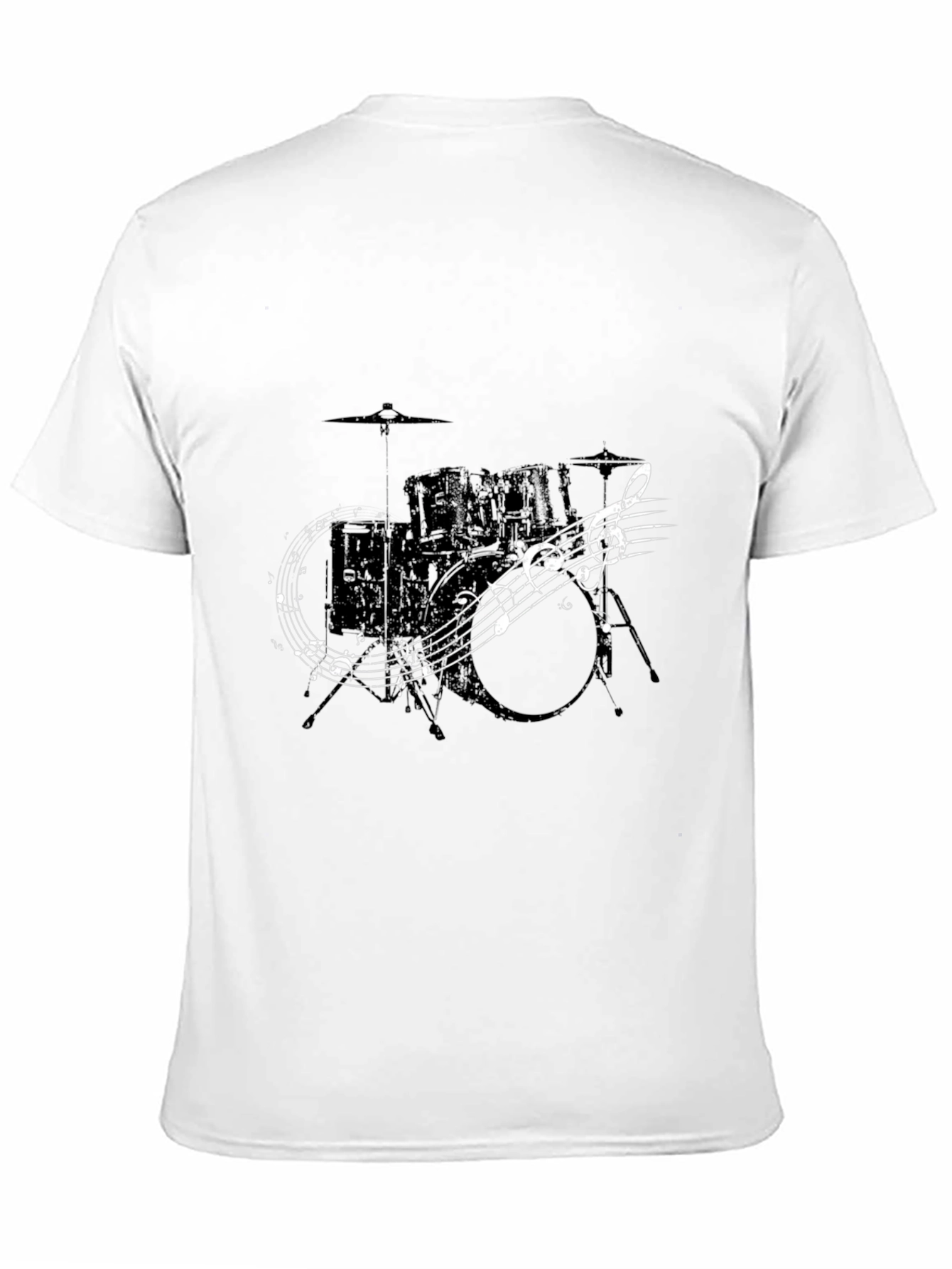 Drum Set & Music Notes Graphic T-Shirt