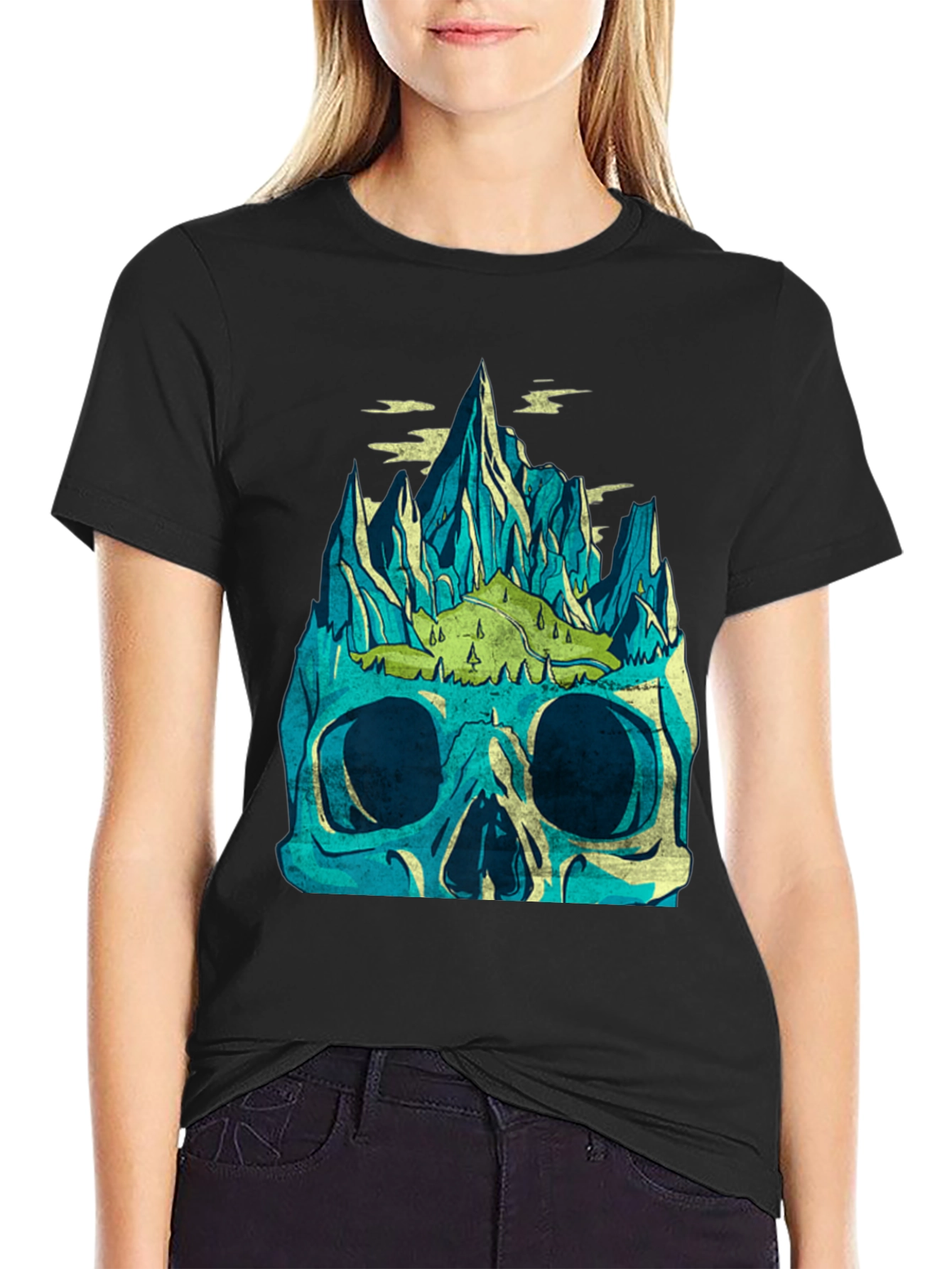 Skull Mountain Graphic Tee - Mens Black T-Shirt