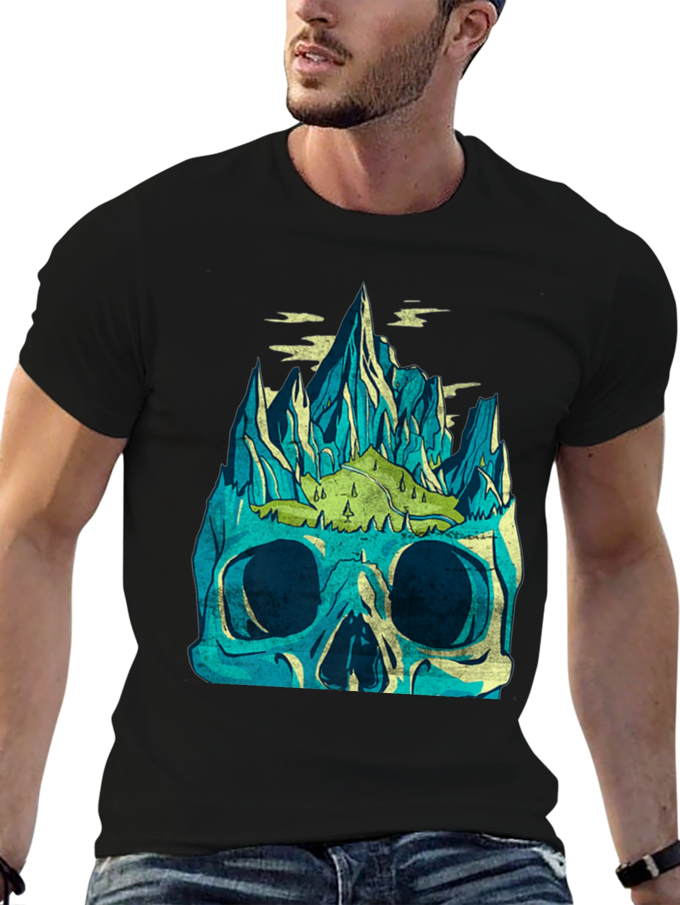 Skull Mountain Graphic Tee - Mens Black T-Shirt