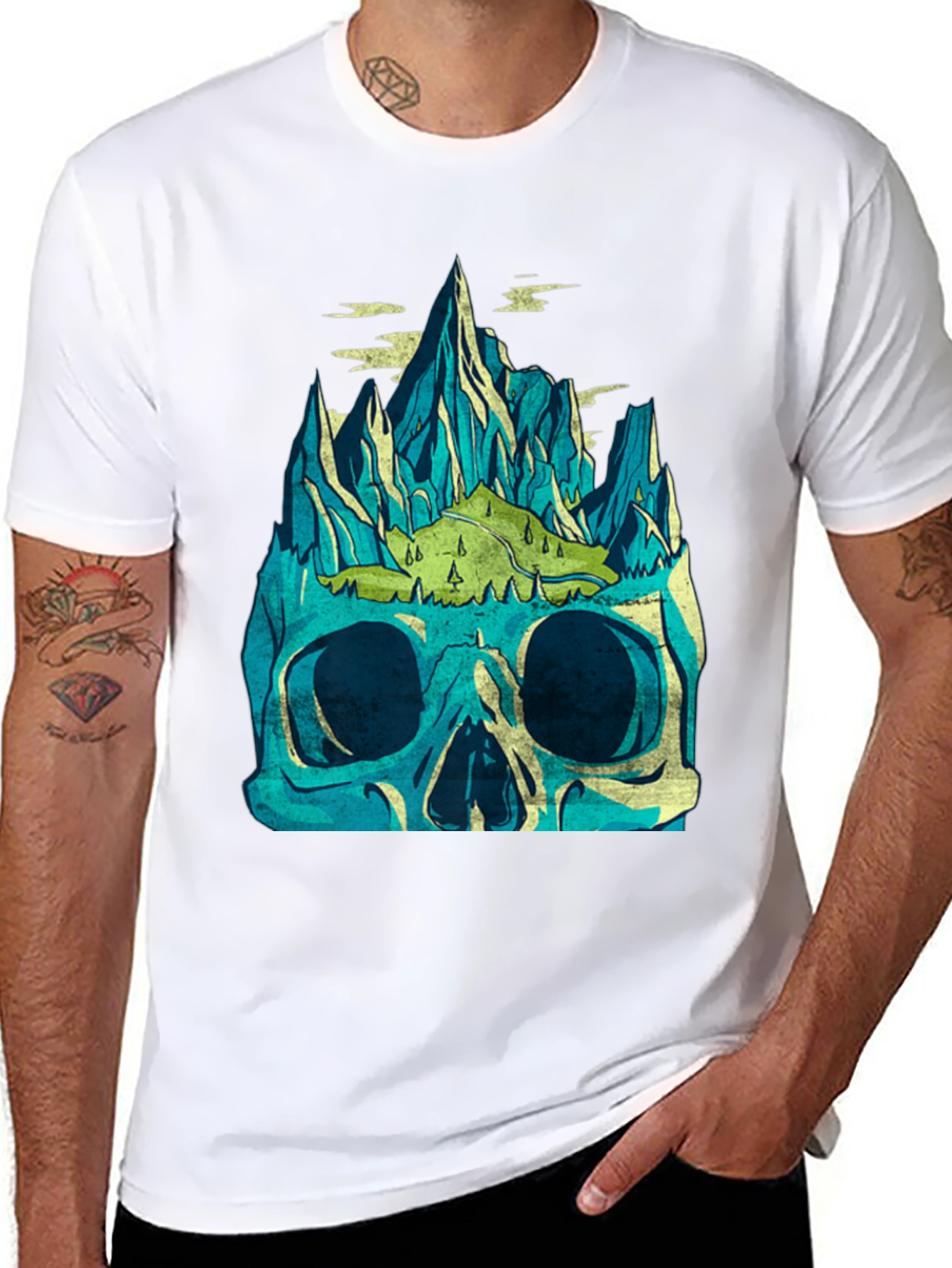 Skull Mountain Graphic Tee - Mens Black T-Shirt