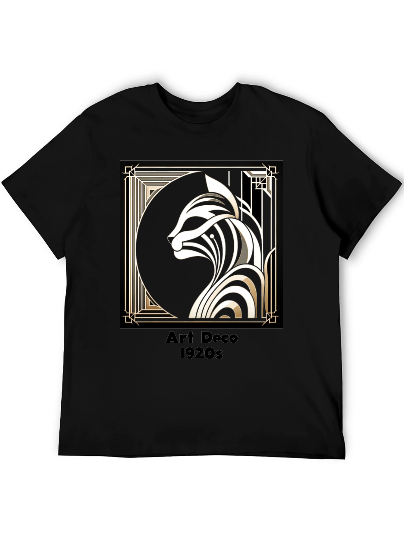 Art Deco Cat Graphic Tee - 1920s Style