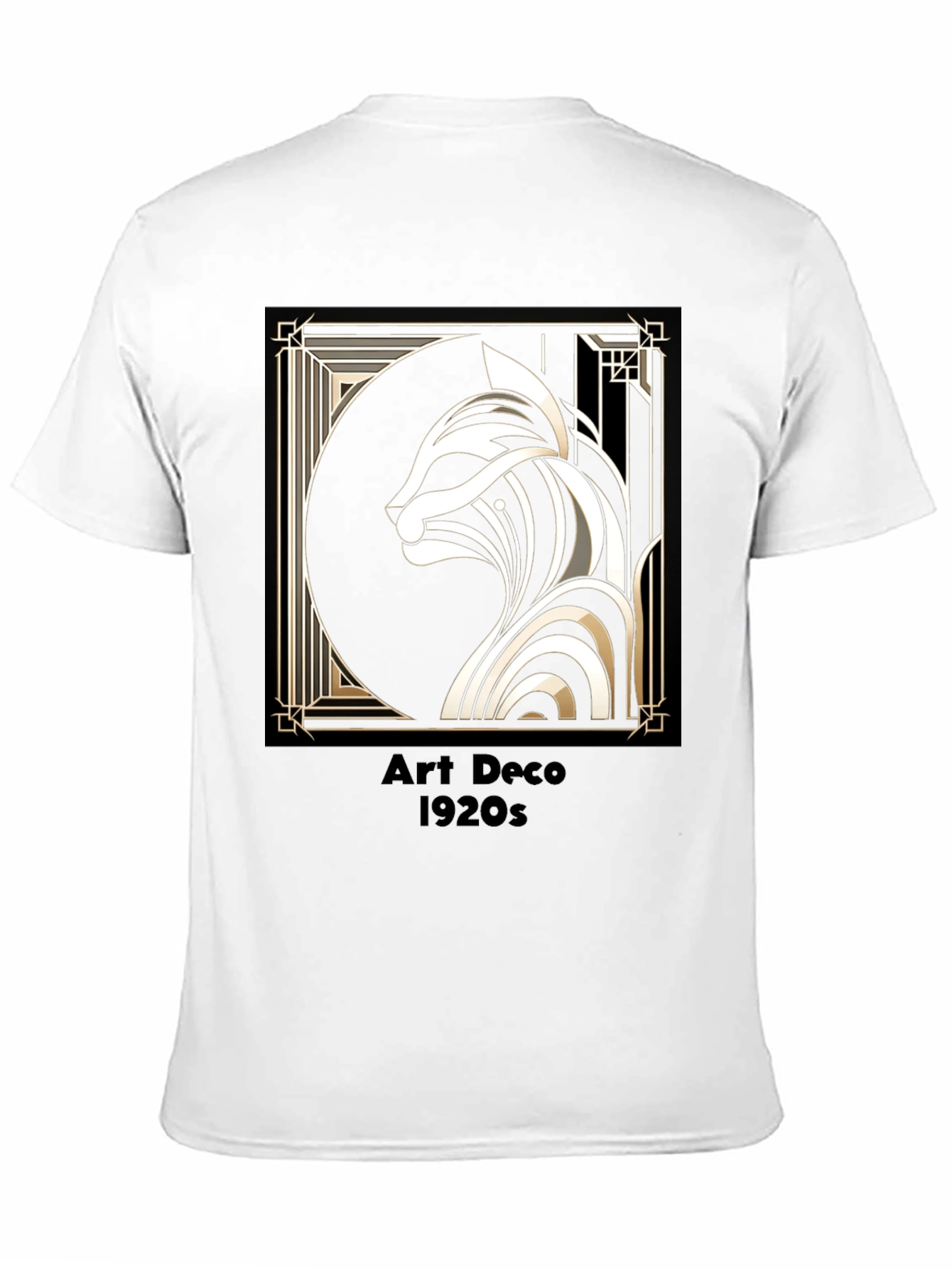 Art Deco Cat Graphic Tee - 1920s Style