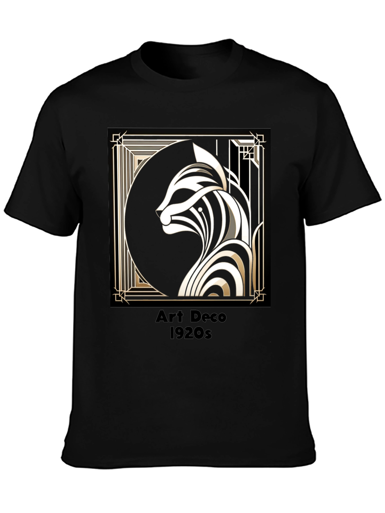 Art Deco Cat Graphic Tee - 1920s Style