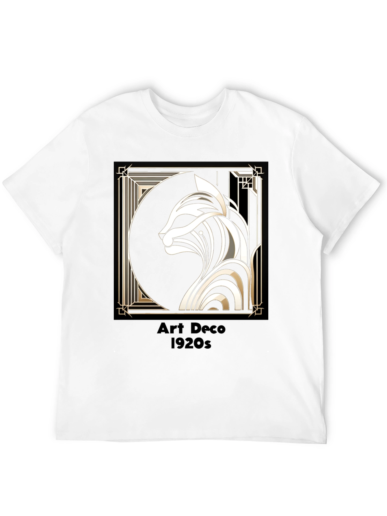Art Deco Cat Graphic Tee - 1920s Style