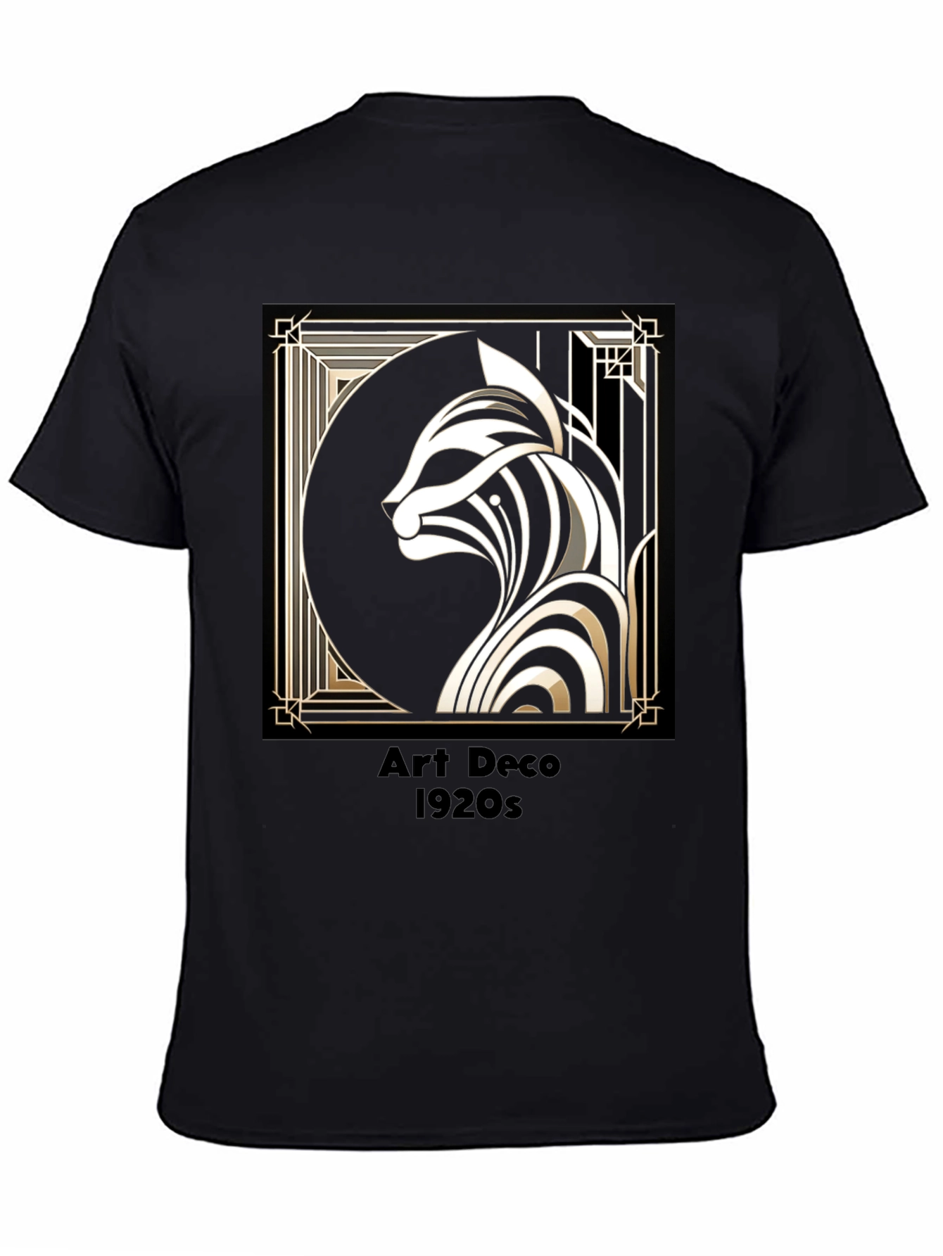 Art Deco Cat Graphic Tee - 1920s Style