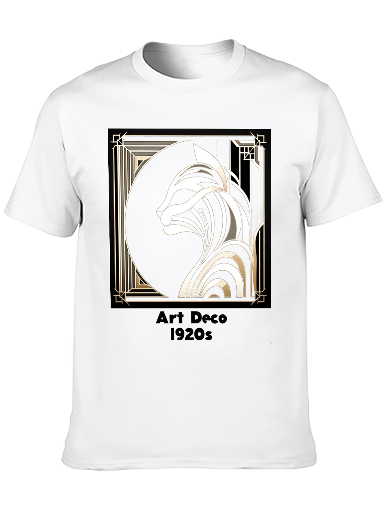 Art Deco Cat Graphic Tee - 1920s Style