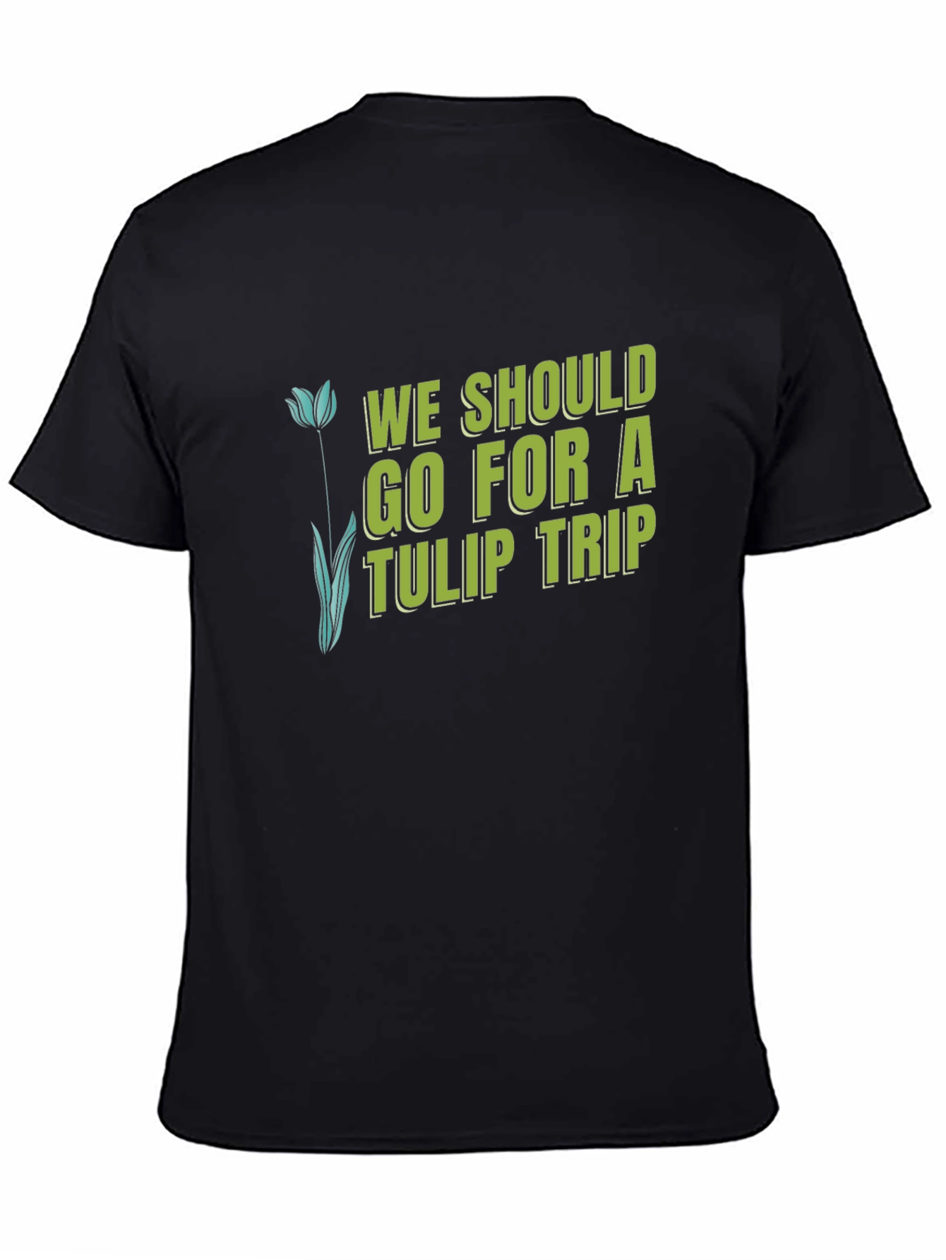 Tulip Trip Graphic Tee - Black Cotton T-Shirt