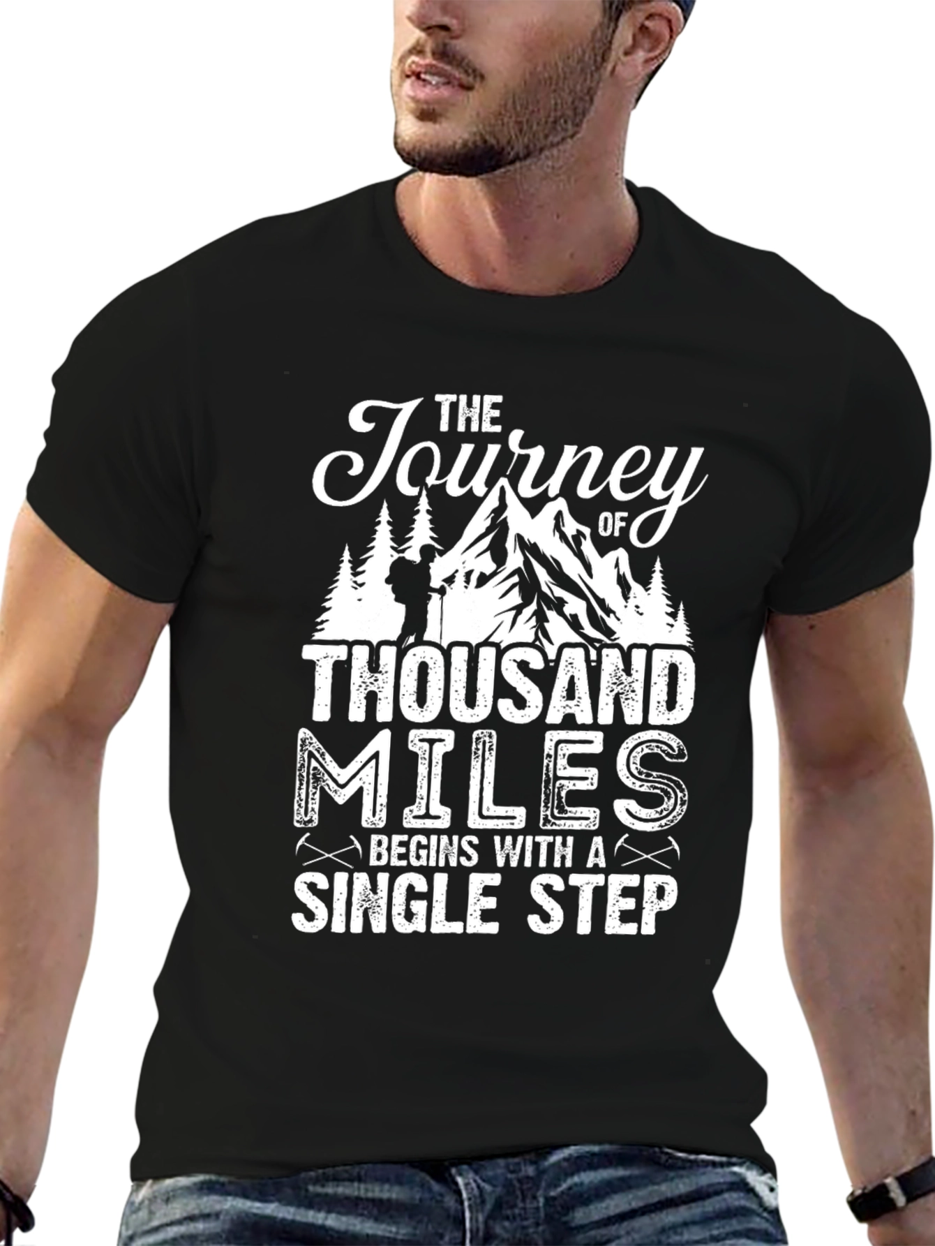 Motivational Hiking T-Shirt - Journey of Thousand Miles