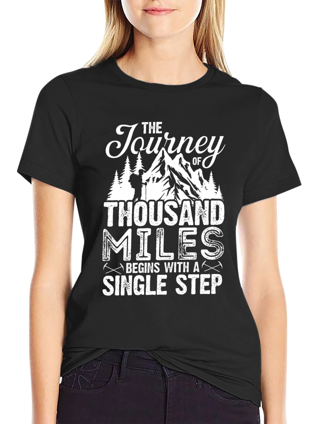 Motivational Hiking T-Shirt - Journey of Thousand Miles