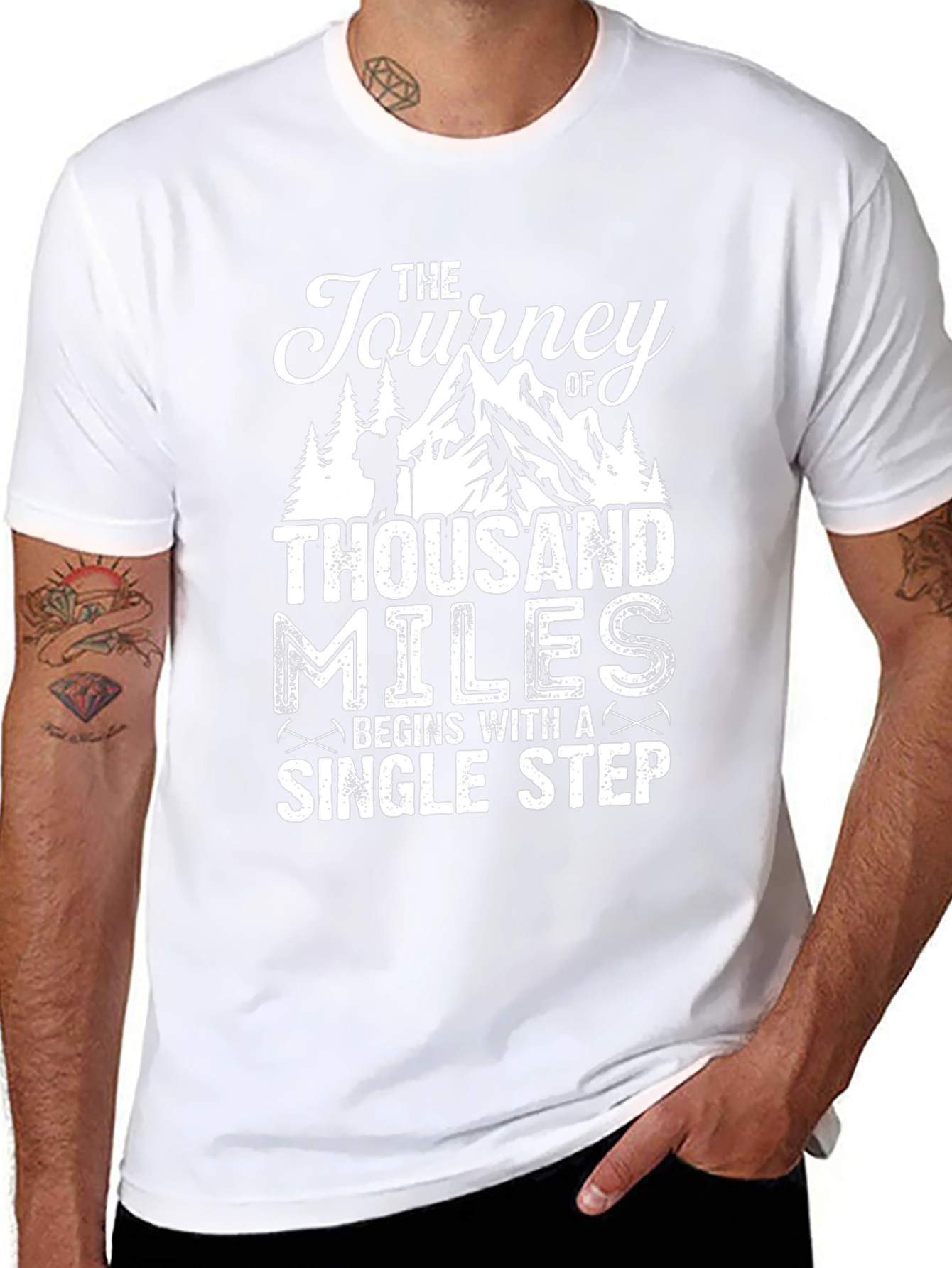 Motivational Hiking T-Shirt - Journey of Thousand Miles