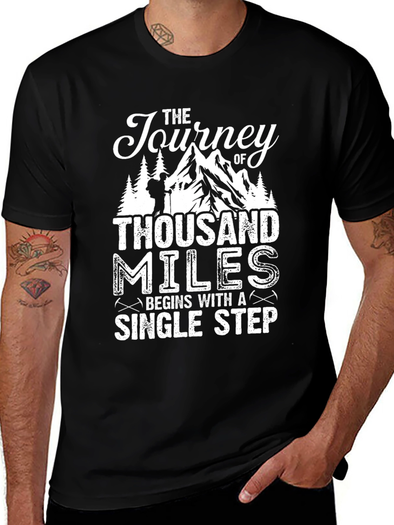 Motivational Hiking T-Shirt - Journey of Thousand Miles