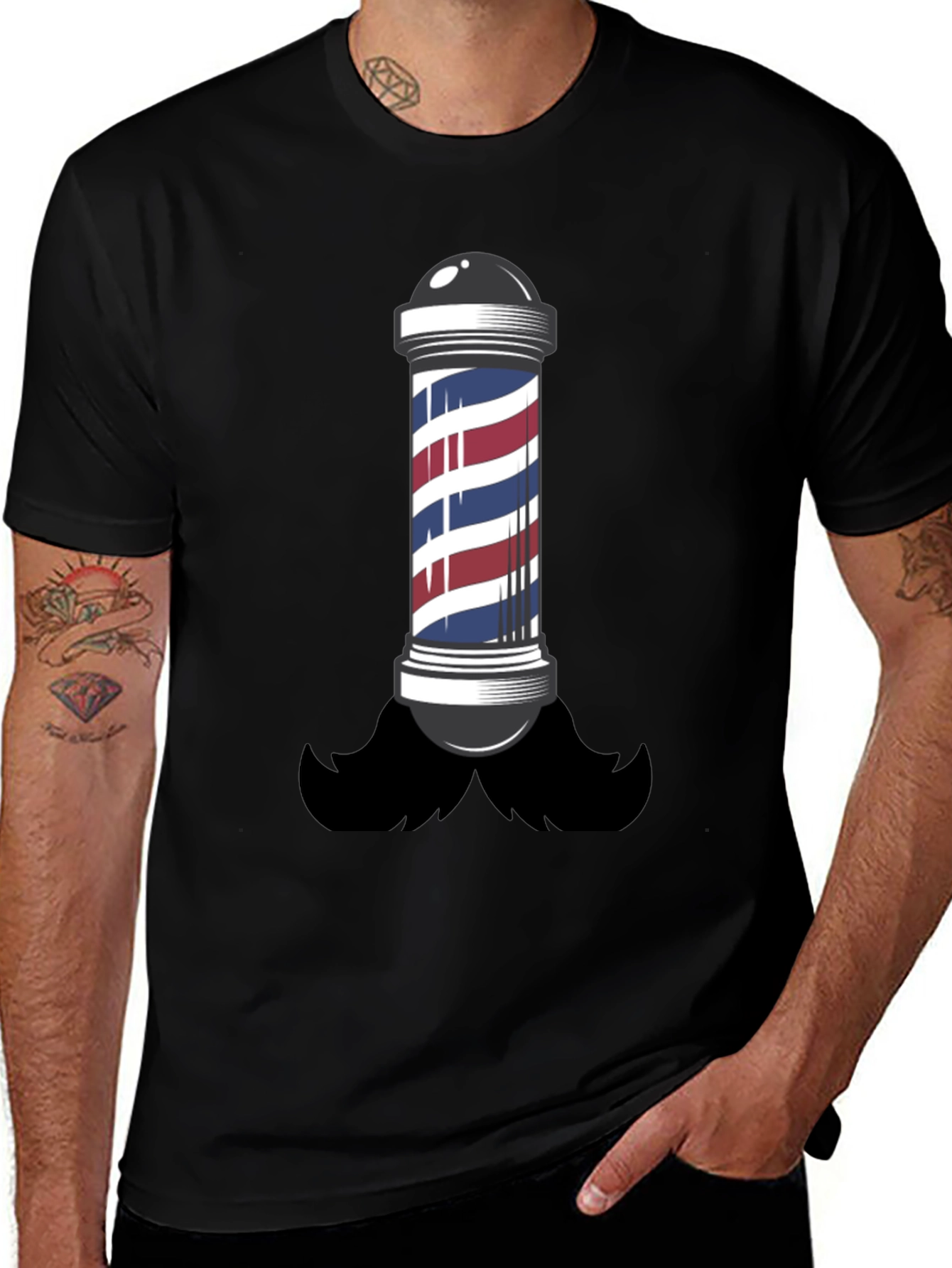 Barber Pole Mustache T-Shirt