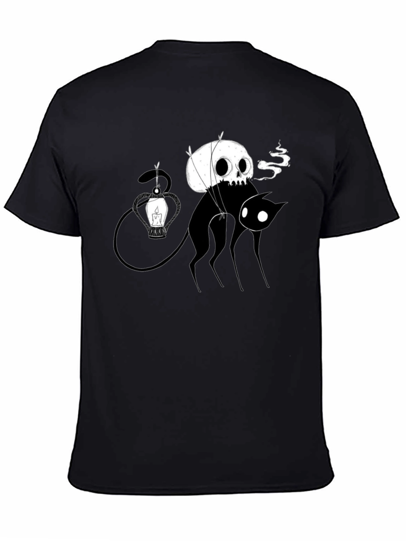 Skull Balloon Cat Black T-Shirt