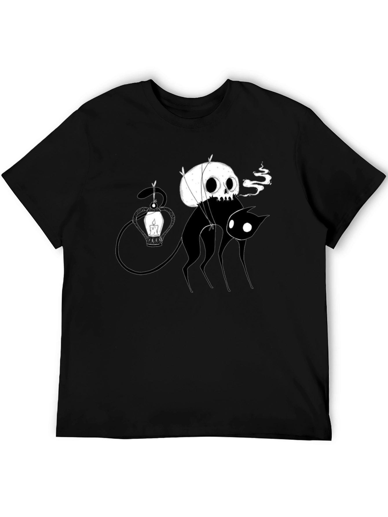 Skull Balloon Cat Black T-Shirt
