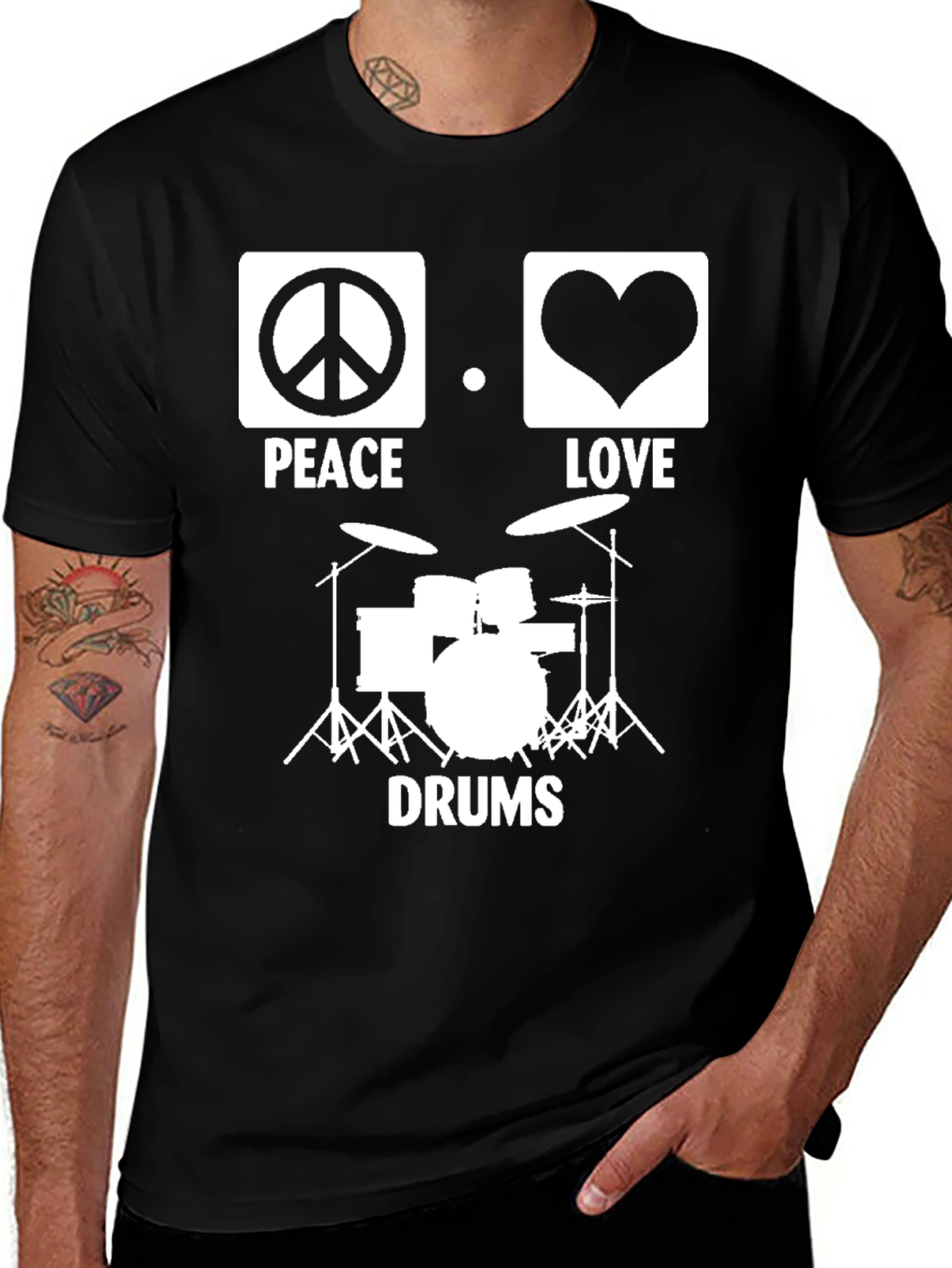 Peace Love Drums Graphic Tee - Music T-Shirt