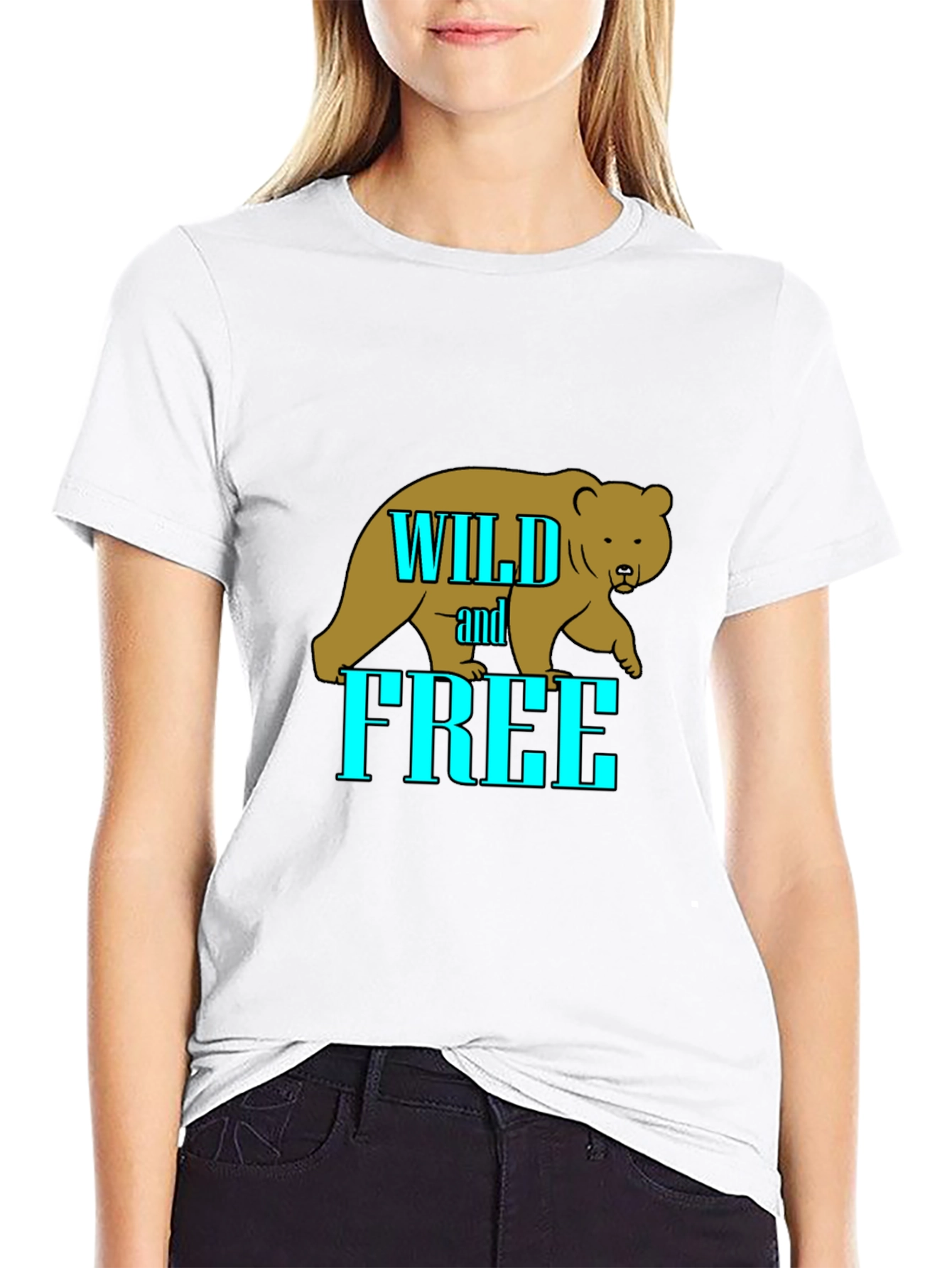 Wild and Free Bear Graphic T-Shirt - Black