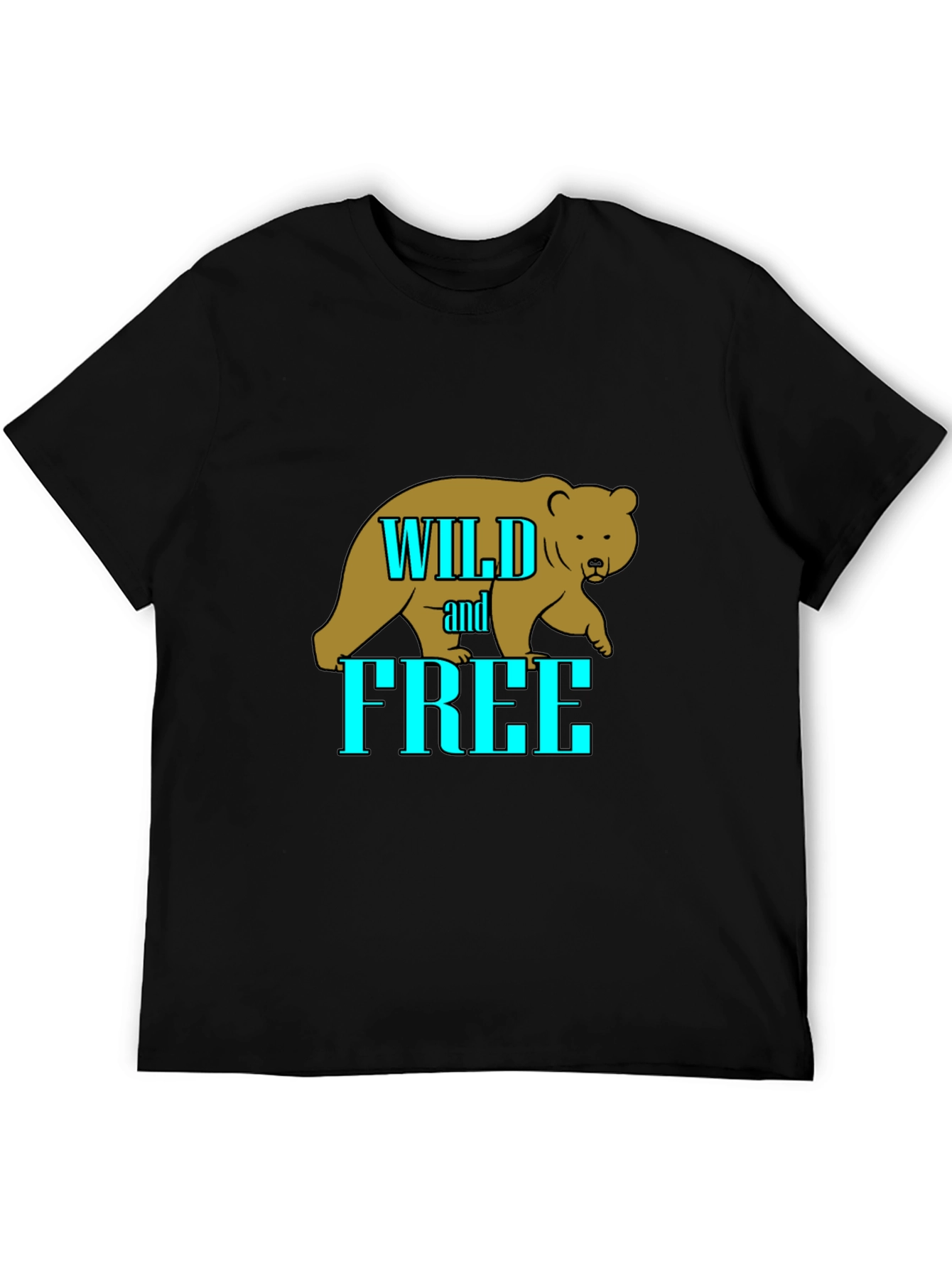 Wild and Free Bear Graphic T-Shirt - Black