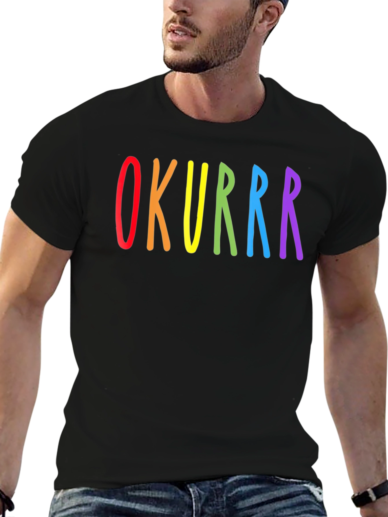 OKURRR Rainbow Graphic Black T-Shirt