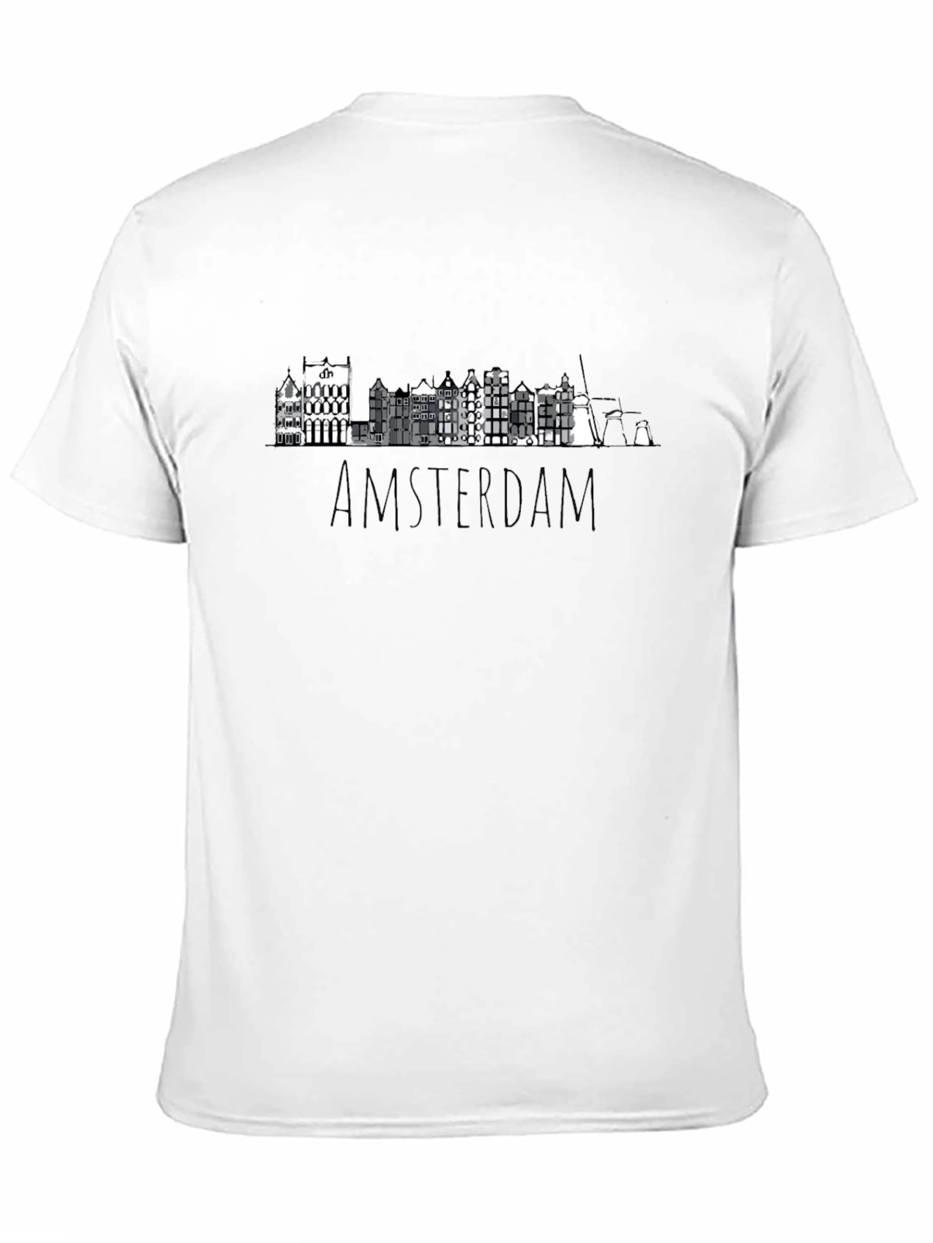 Amsterdam Skyline Graphic Tee - Black Cotton T-Shirt