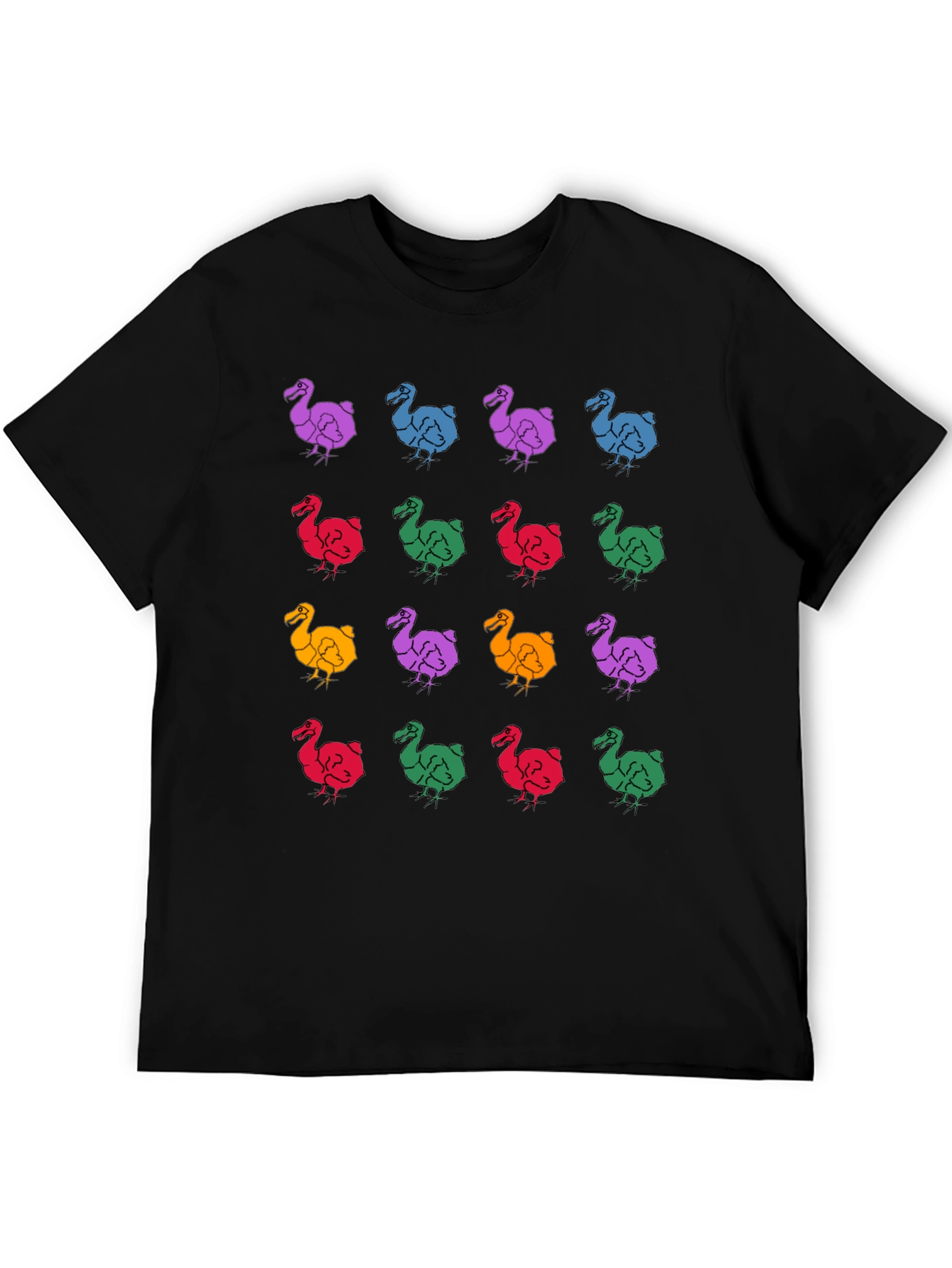 Dodo Bird Pattern Black T-Shirt