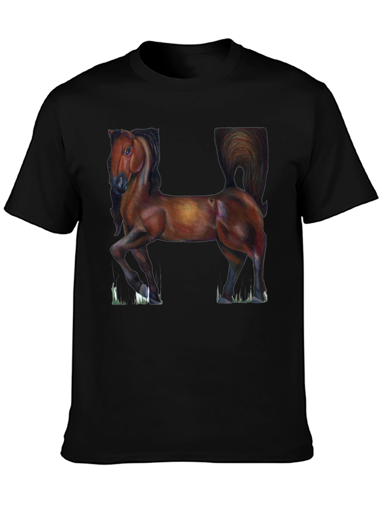 Horse Graphic Tee - Classic Black Cotton