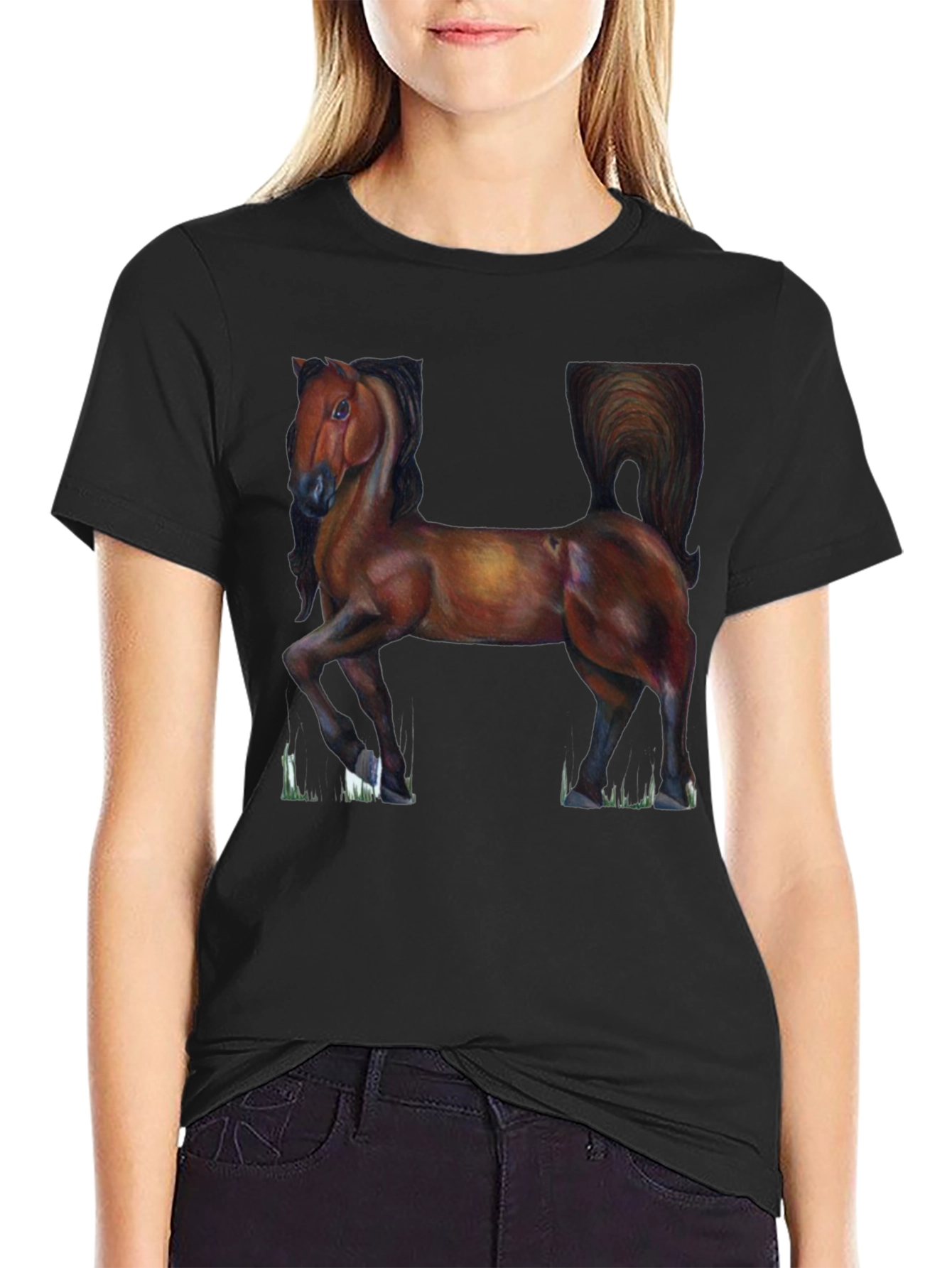 Horse Graphic Tee - Classic Black Cotton