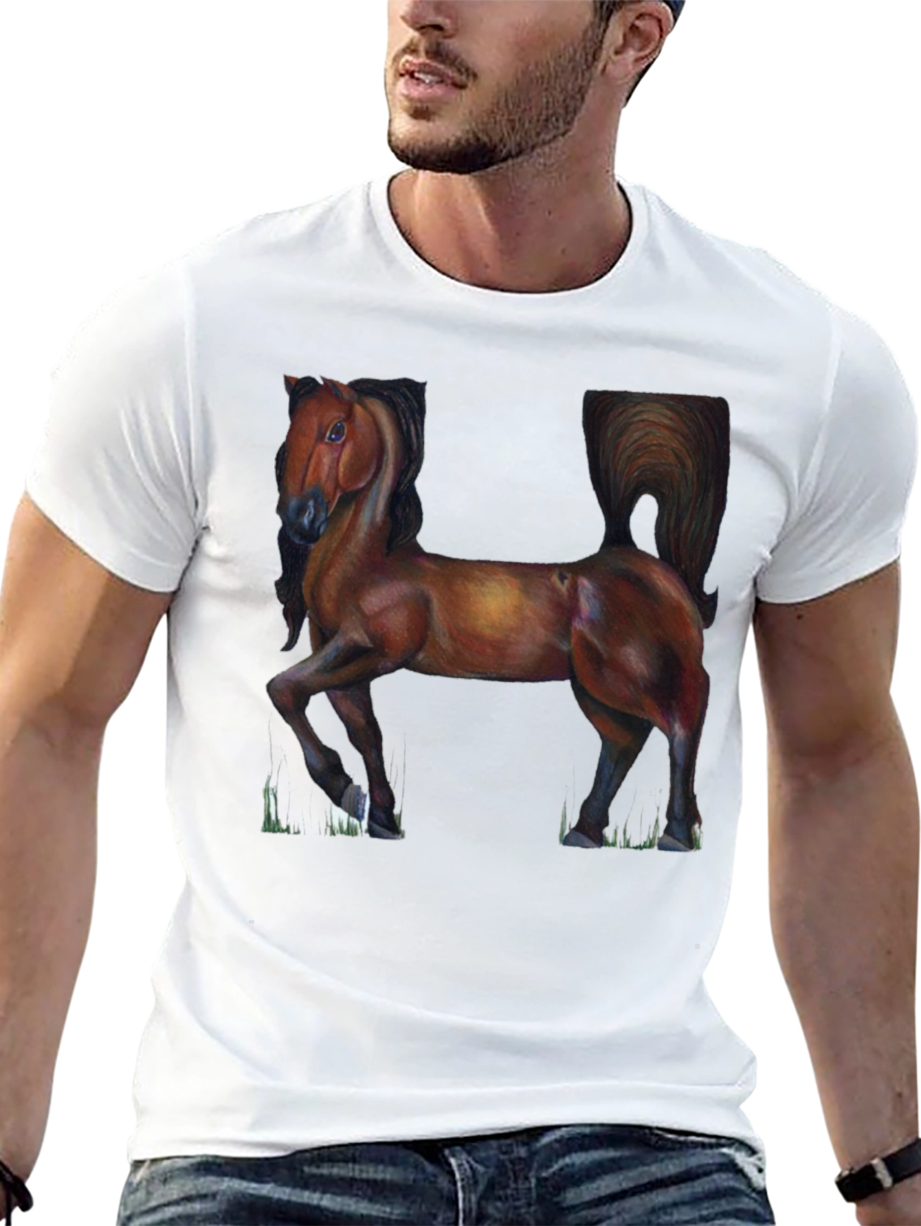 Horse Graphic Tee - Classic Black Cotton