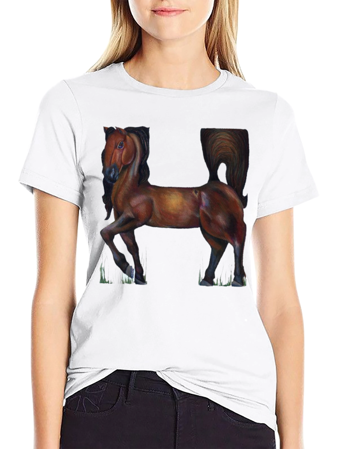 Horse Graphic Tee - Classic Black Cotton