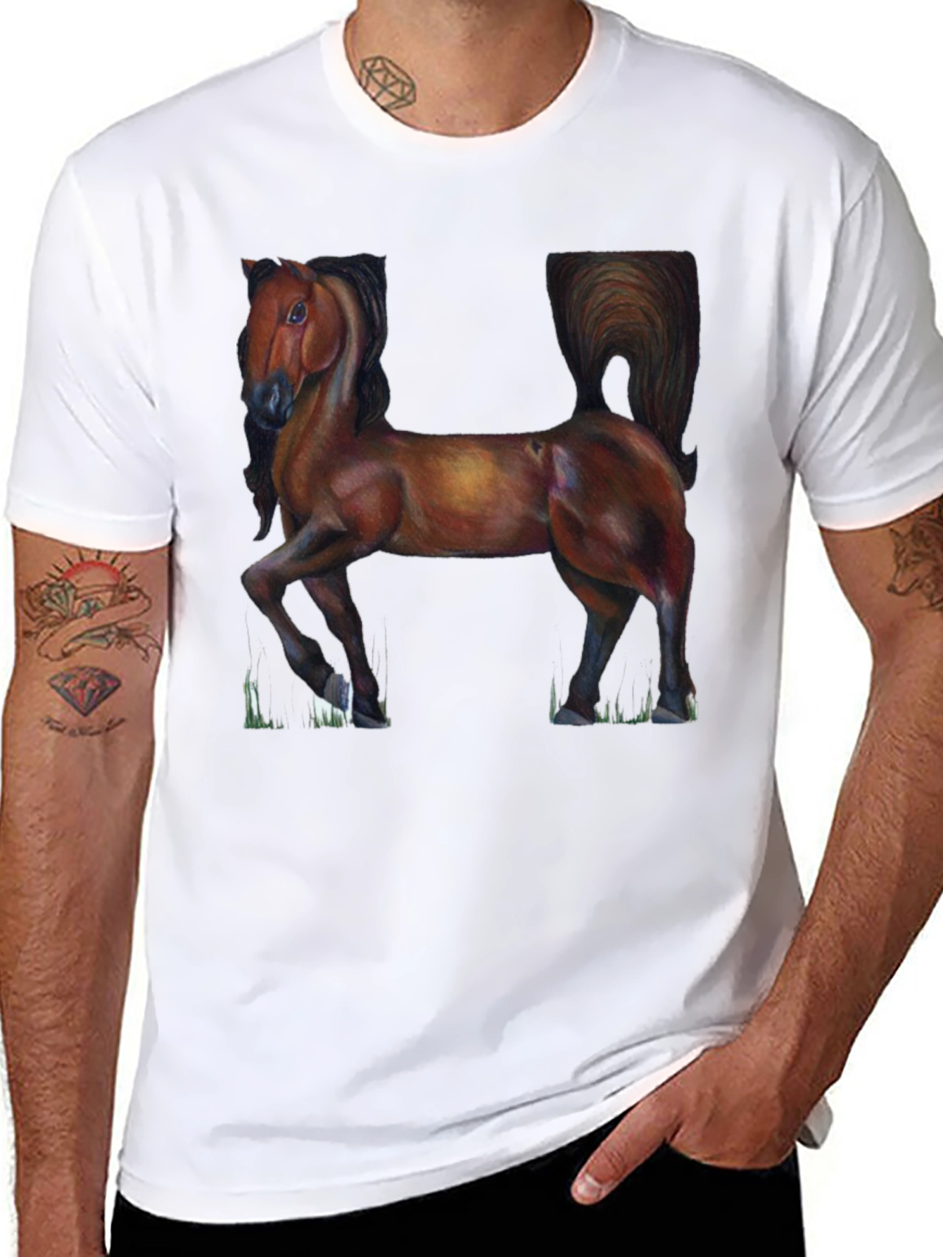 Horse Graphic Tee - Classic Black Cotton