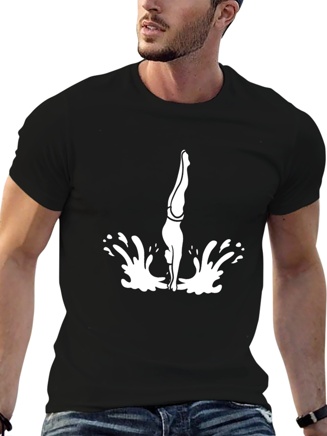 Diving T-Shirt - Black Cotton Tee