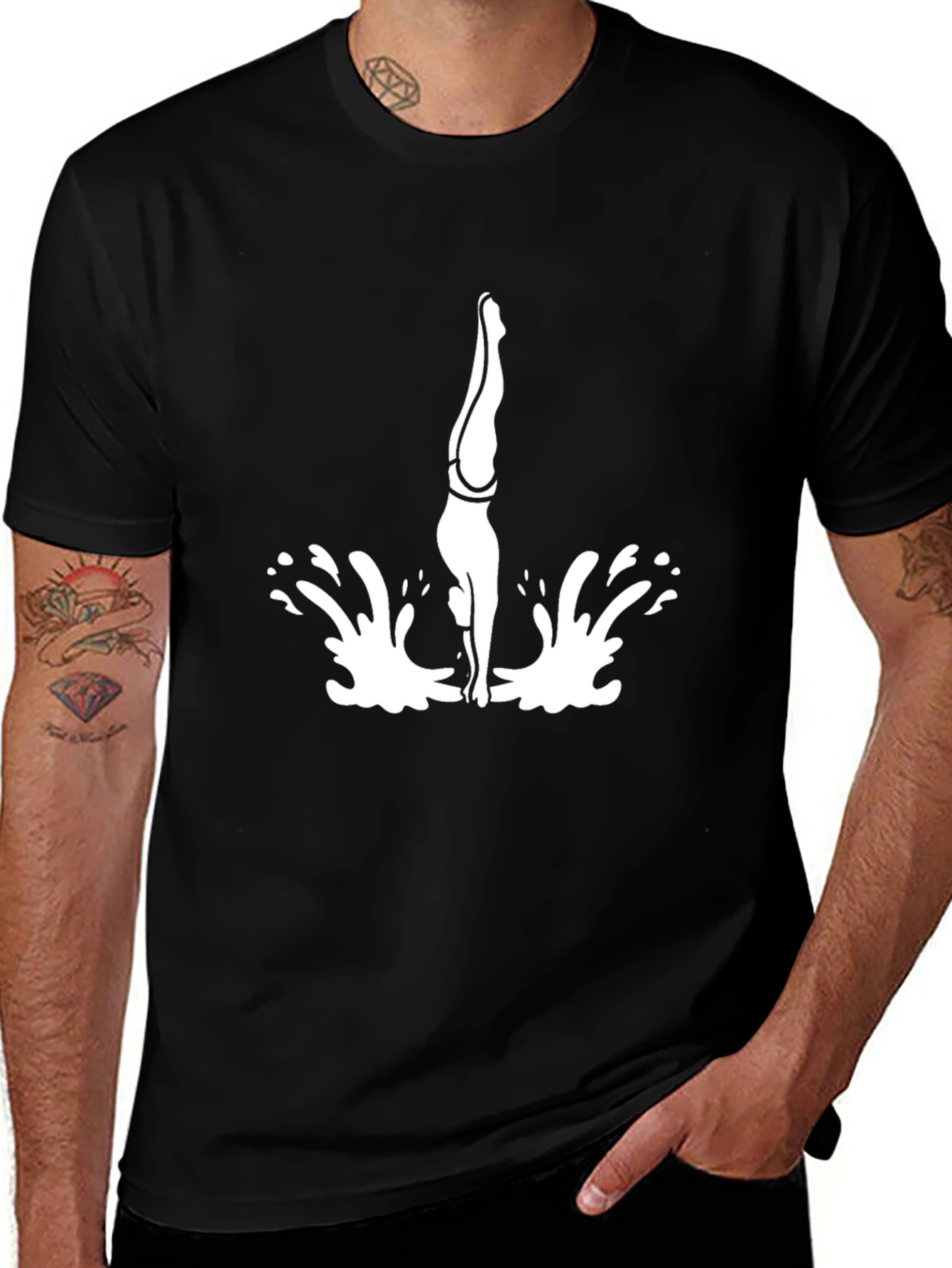 Diving T-Shirt - Black Cotton Tee
