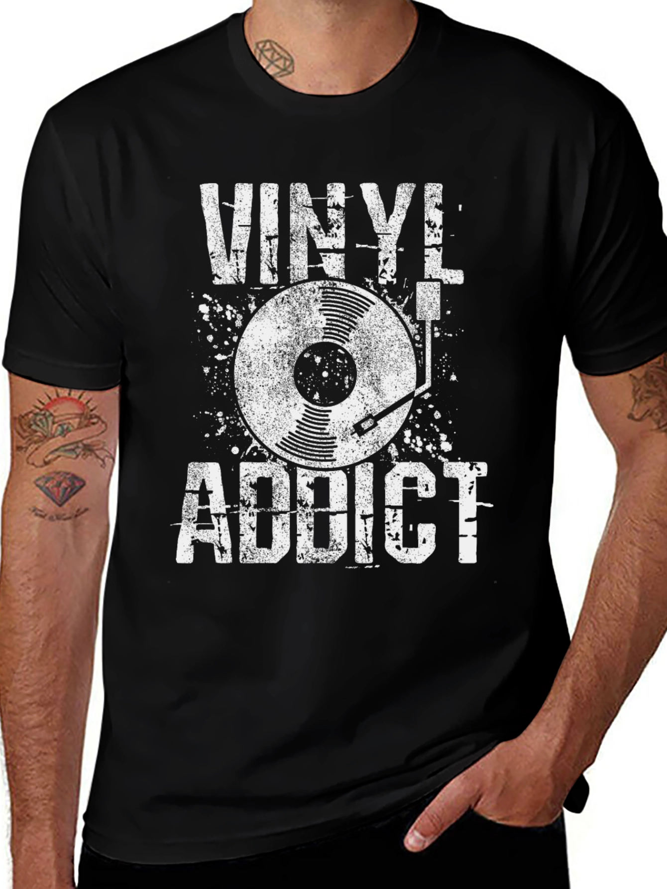 Vinyl Addict Graphic Tee - Music Lovers T-Shirt