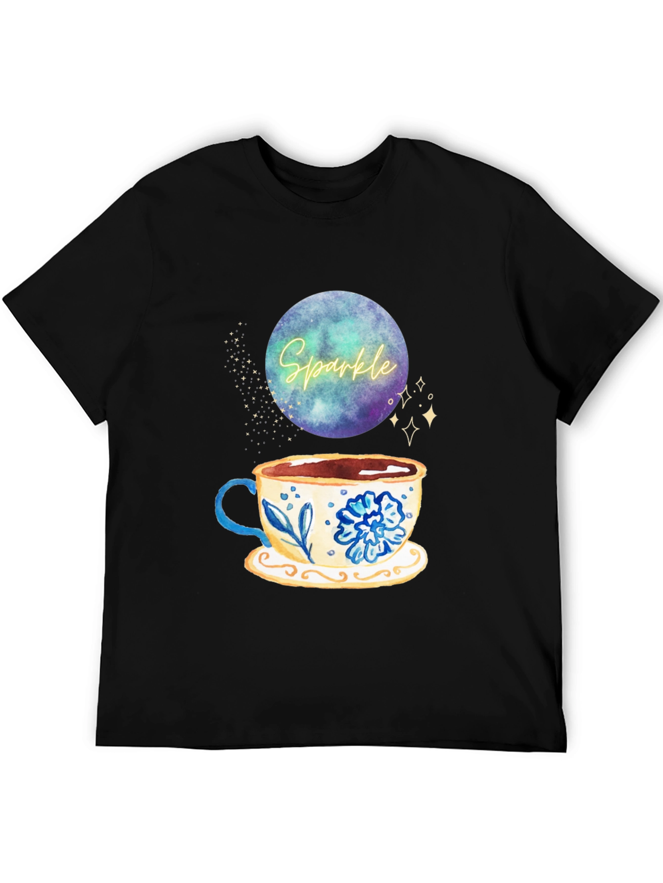 Sparkle Tea Cup Graphic Tee - Stylish Comfort