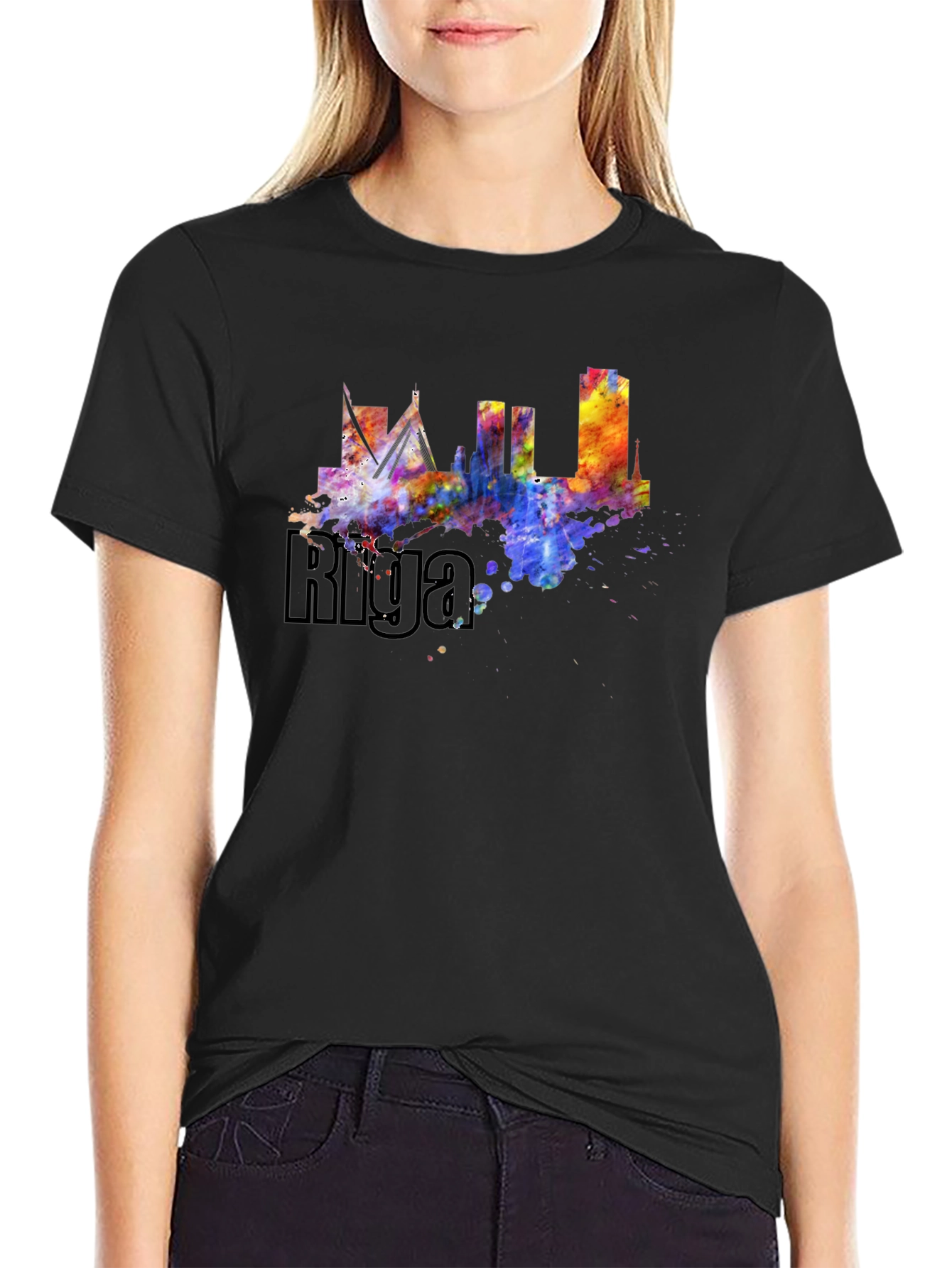 Riga Skyline Watercolor T-Shirt