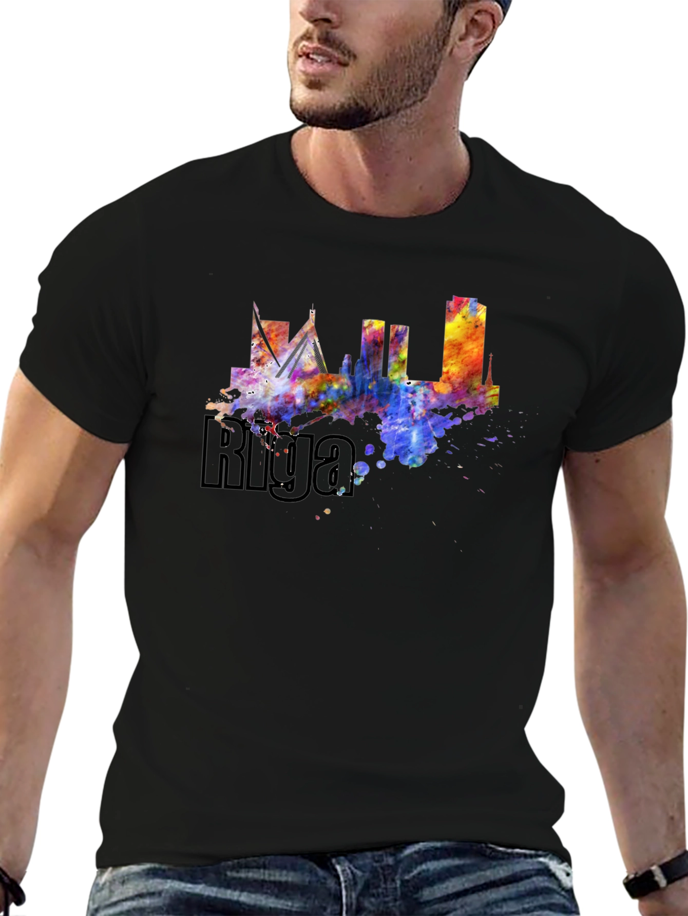 Riga Skyline Watercolor T-Shirt