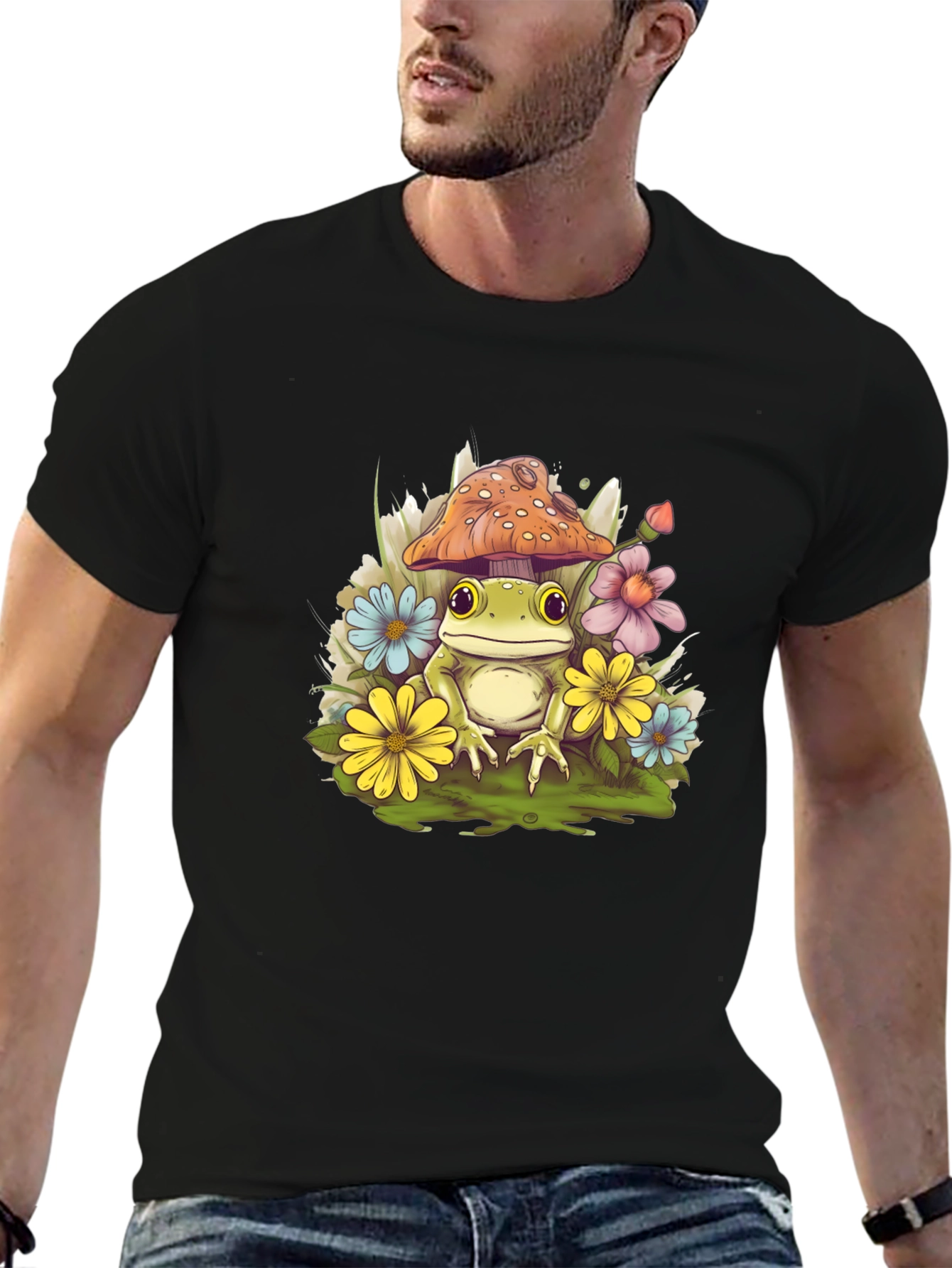 Mushroom Frog Graphic Tee - Whimsical Comfort