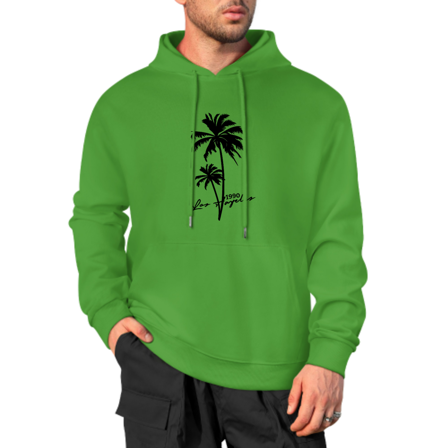 Palm Tree Graphic Hoodie, Summer Vibes Sweatshirt, Stylish Black Hoodie for Beach Lovers, Casual & Trendy Streetwear, Unisex Fashion Hoodie