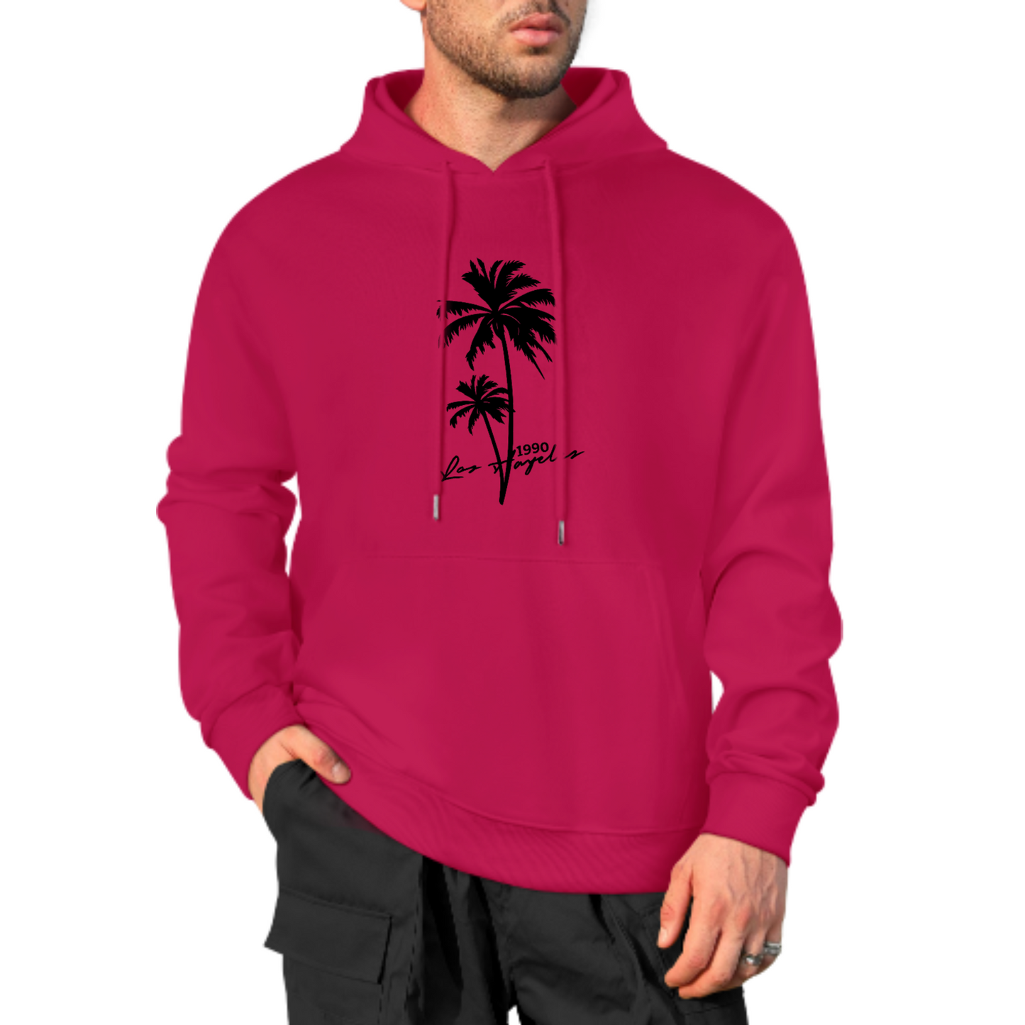 Palm Tree Graphic Hoodie, Summer Vibes Sweatshirt, Stylish Black Hoodie for Beach Lovers, Casual & Trendy Streetwear, Unisex Fashion Hoodie