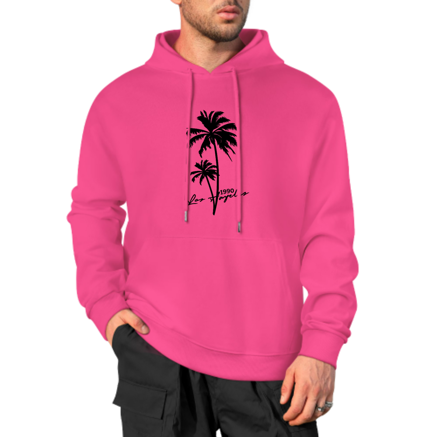 Palm Tree Graphic Hoodie, Summer Vibes Sweatshirt, Stylish Black Hoodie for Beach Lovers, Casual & Trendy Streetwear, Unisex Fashion Hoodie