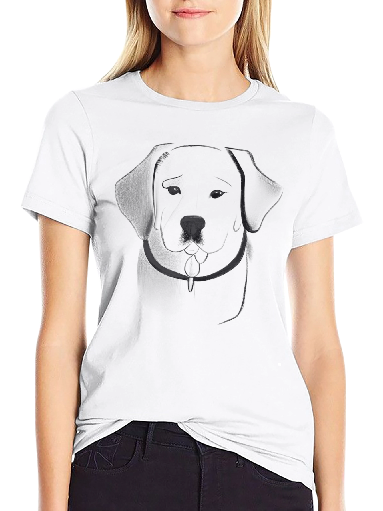 Mens Black Graphic Tee - Dog Outline
