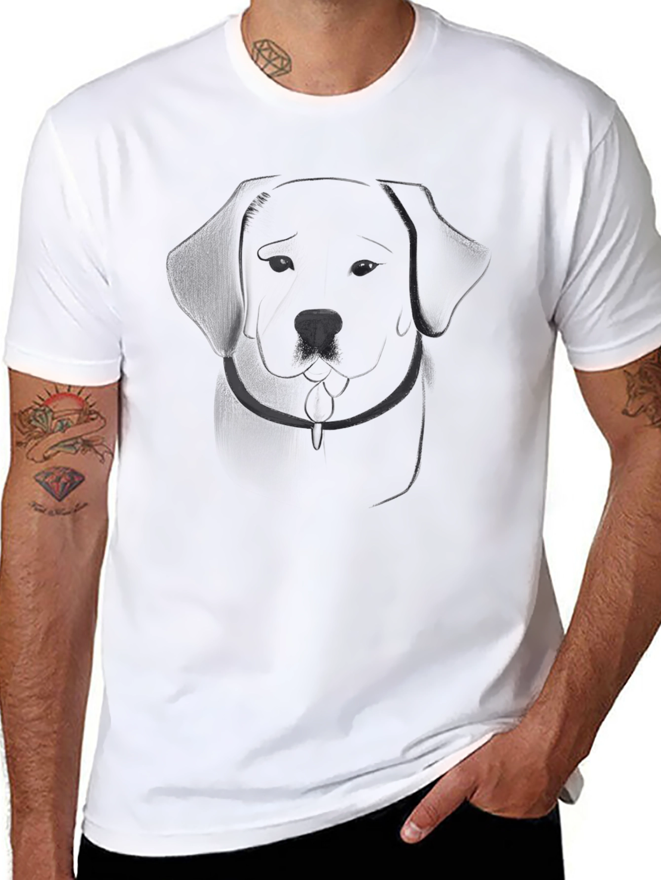 Mens Black Graphic Tee - Dog Outline