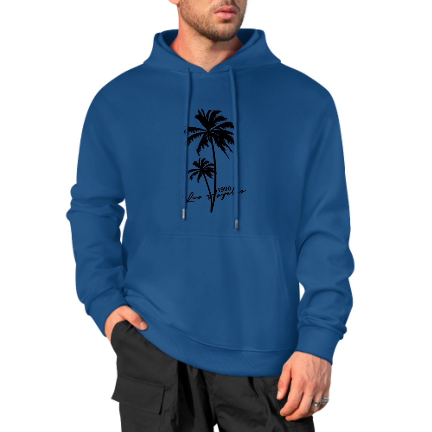 Palm Tree Graphic Hoodie, Summer Vibes Sweatshirt, Stylish Black Hoodie for Beach Lovers, Casual & Trendy Streetwear, Unisex Fashion Hoodie