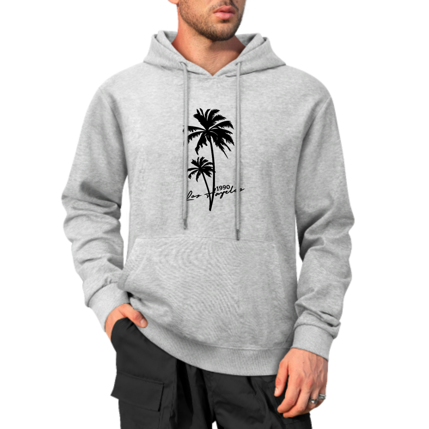 Palm Tree Graphic Hoodie, Summer Vibes Sweatshirt, Stylish Black Hoodie for Beach Lovers, Casual & Trendy Streetwear, Unisex Fashion Hoodie