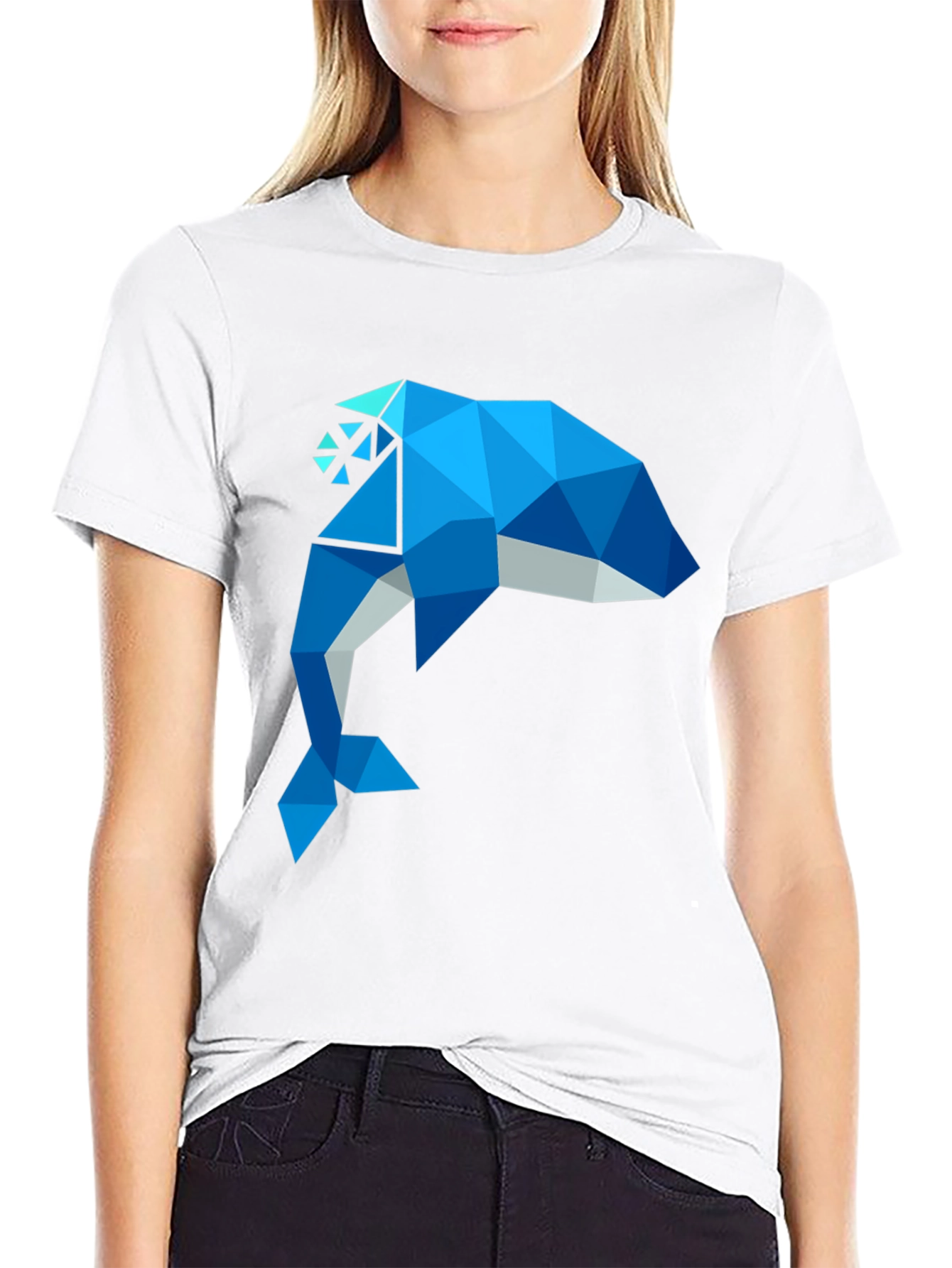 Geometric Dolphin Graphic T-Shirt - Stylish Mens Tee